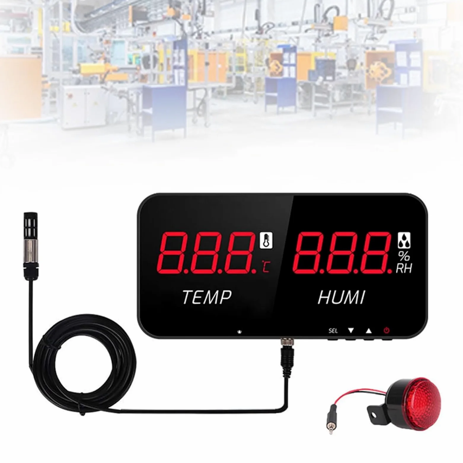 Termohigrómetro Industrial, Termómetro Digital LCD con Sensor De 5 M, Rango De -20 a 80 ℃, Función De Alarma, para Fábrica, Laboratorio, Hogar, Oficina