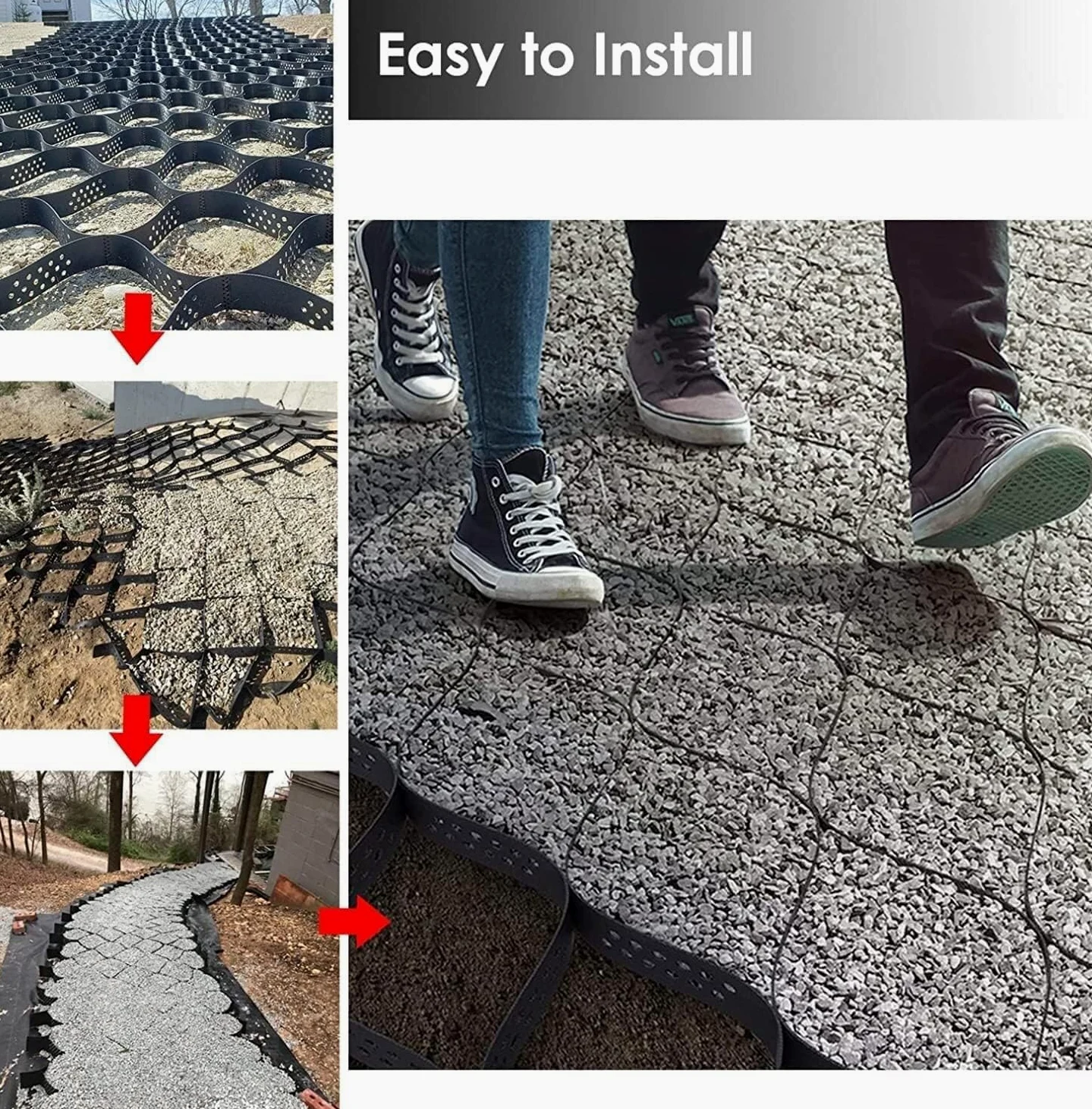 Sistema de pavimentación de rejilla de grava de 2 pulgadas de alto, estabilizador permeable para estacionamiento, entradas, patios, pasarelas y pendientes, solución de pavimentación de grava de