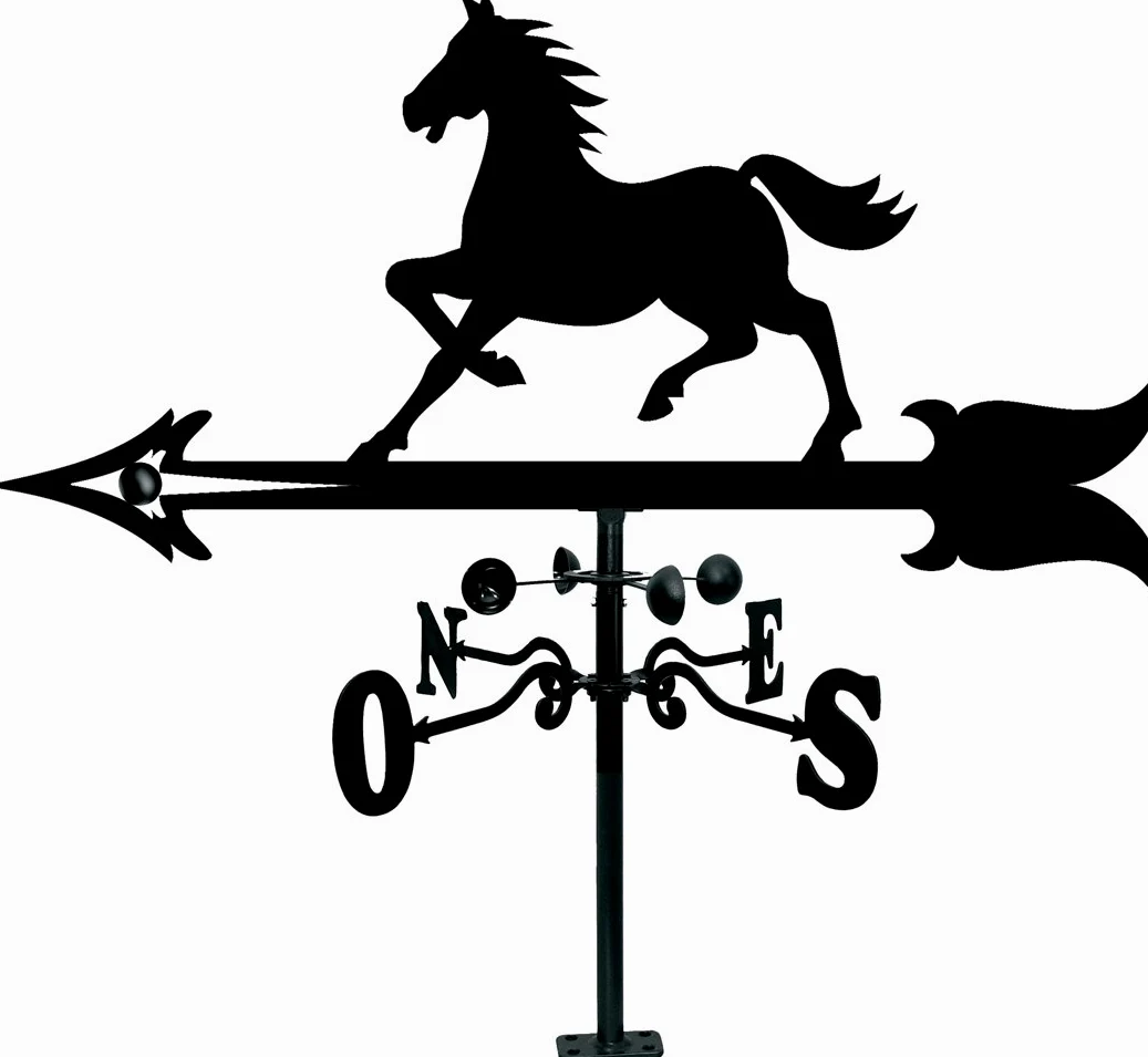 Veleta de Viento para Tejado con Silueta de Caballo,Negro Mate,90 x57 x91,5 cm (21041)