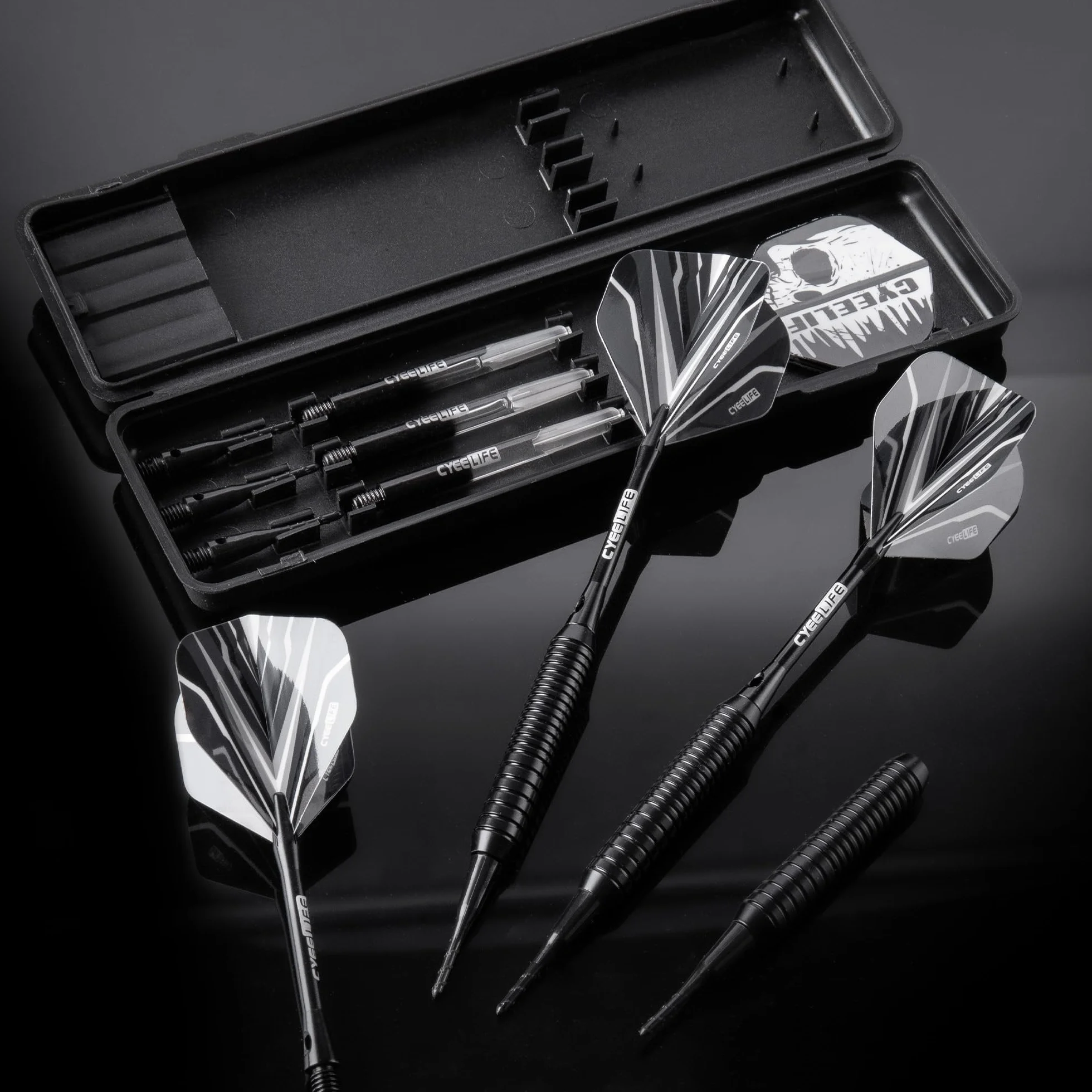 CyeeLife Juego de dardos punta suave cañón latón ejes aluminio PC 6 plumas 30 puntas suaves 20 anillas O 2 protectores plumas