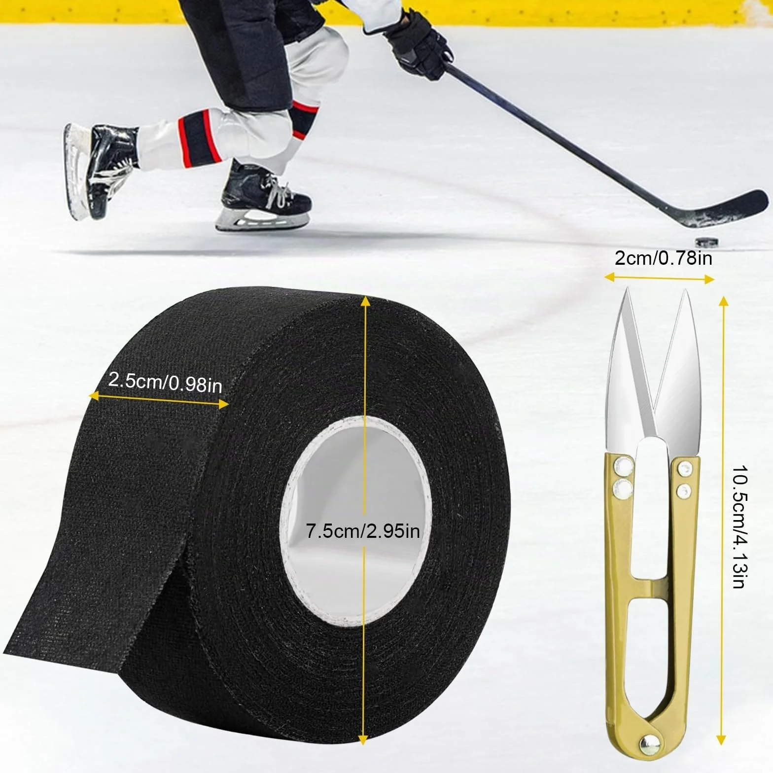 Cinta Antideslizante Aockey para Palos de Deportes 2 Rollos 25 mm × 10 m