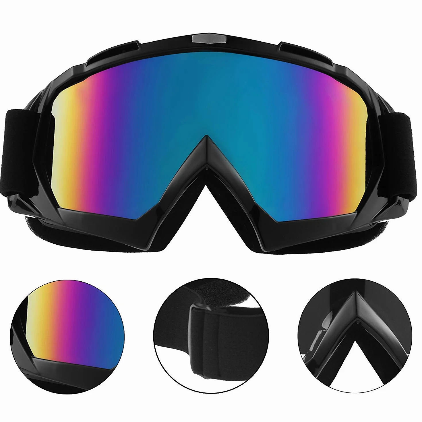 Japace Gafas de esquí antivaho protección UV doble lente acolchado espuma al aire libre