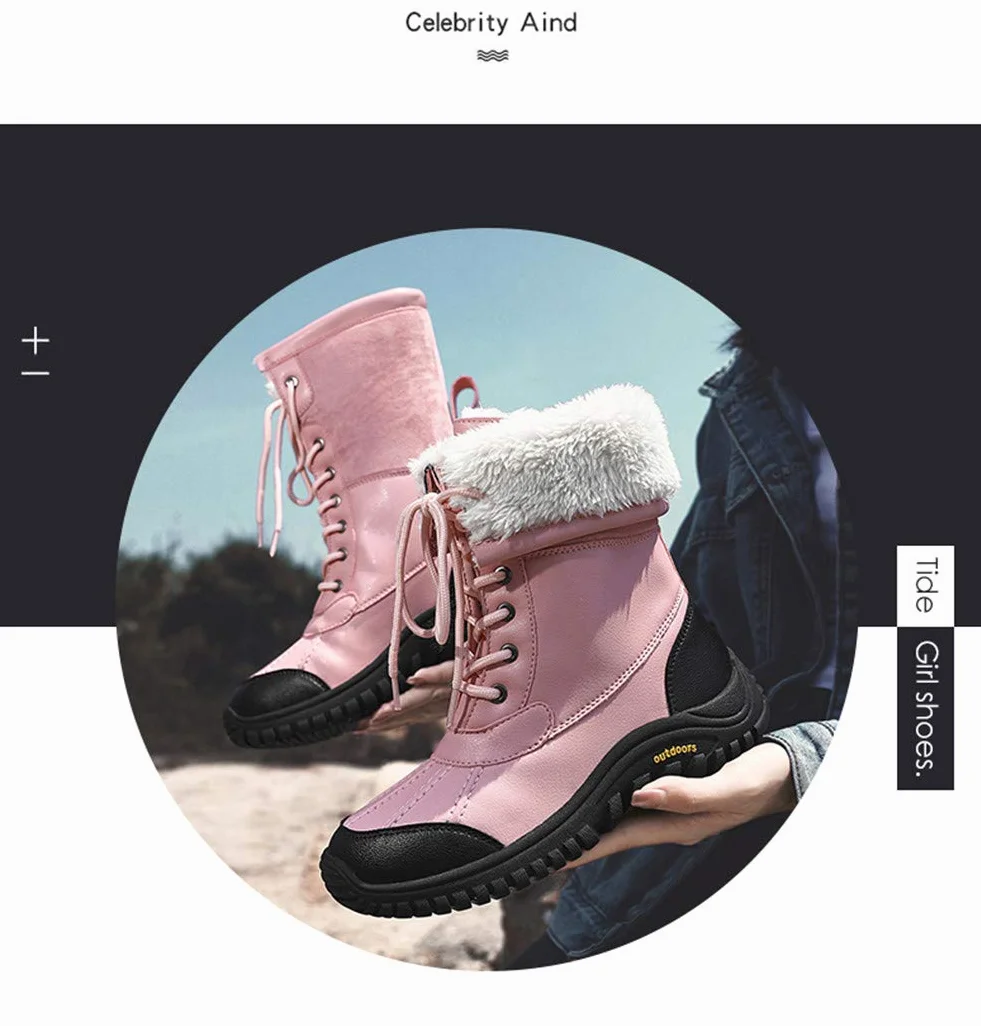 Mujer Botas de Nieve Impermeables Invierno Clima frío Aislamiento cálido Media Pantorrilla Forradas Piel sintética