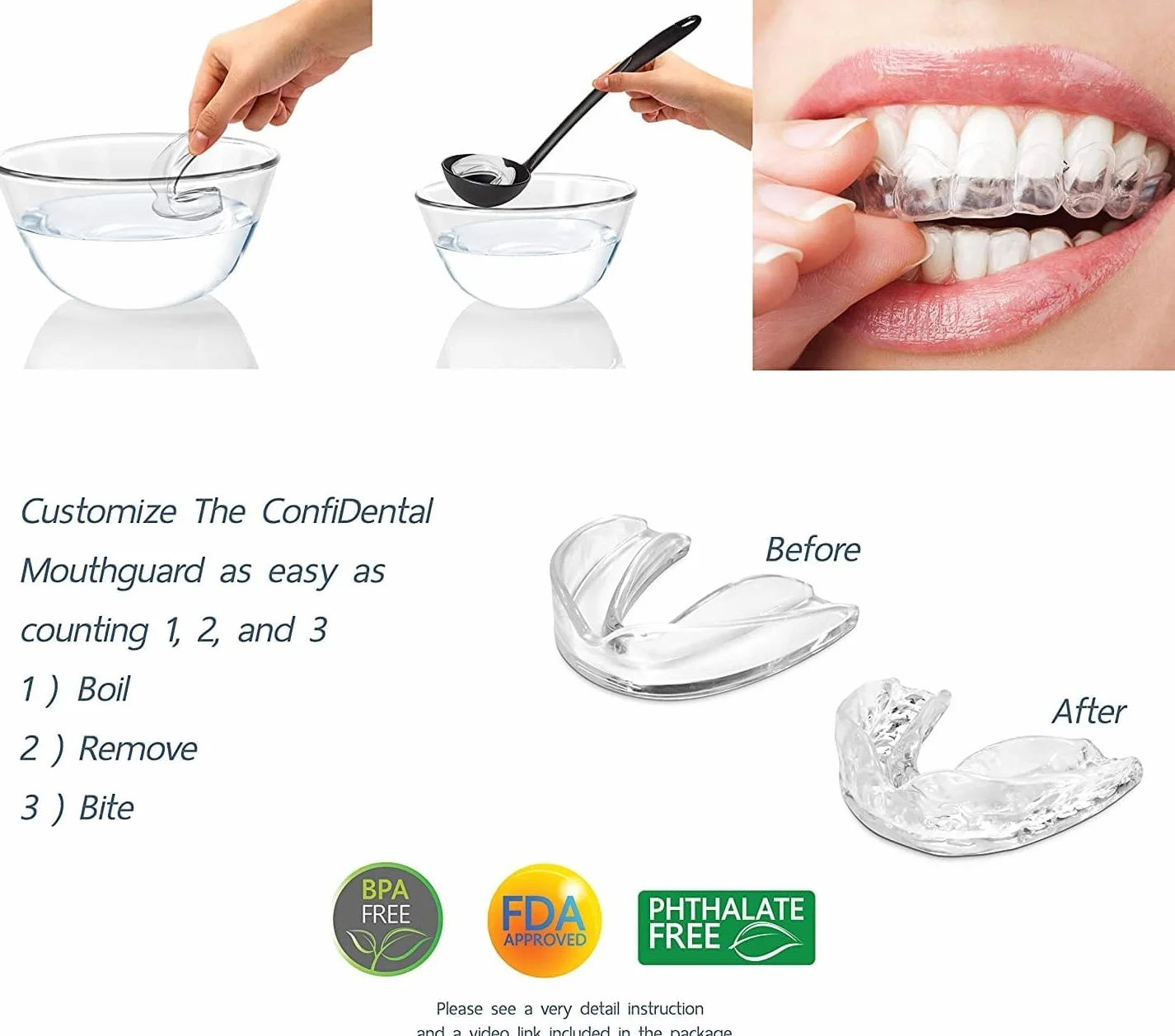 Protectores de boca moldeables para bruxismo, paquete de 5, 3 regulares y 2 resistentes