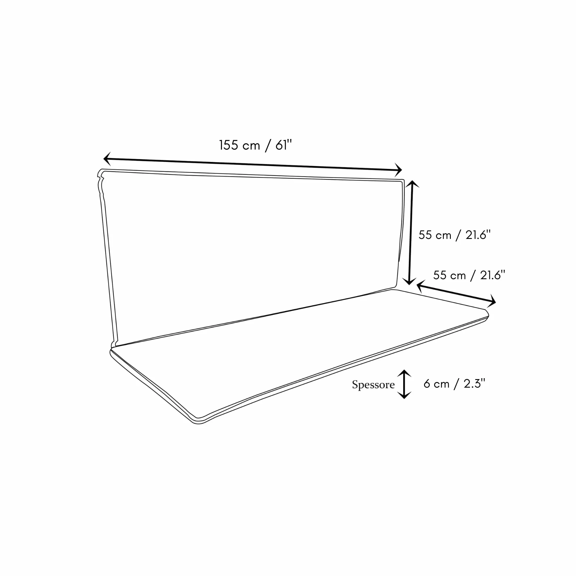 Il Tuo Artigiano Design Cojín impermeable para balancín de jardín de 3 plazas – Colchón para balancín de jardín, fabricado en Italia, resistente a los rayos UV (crema, 3 plazas plus – 155 x 55 cm)