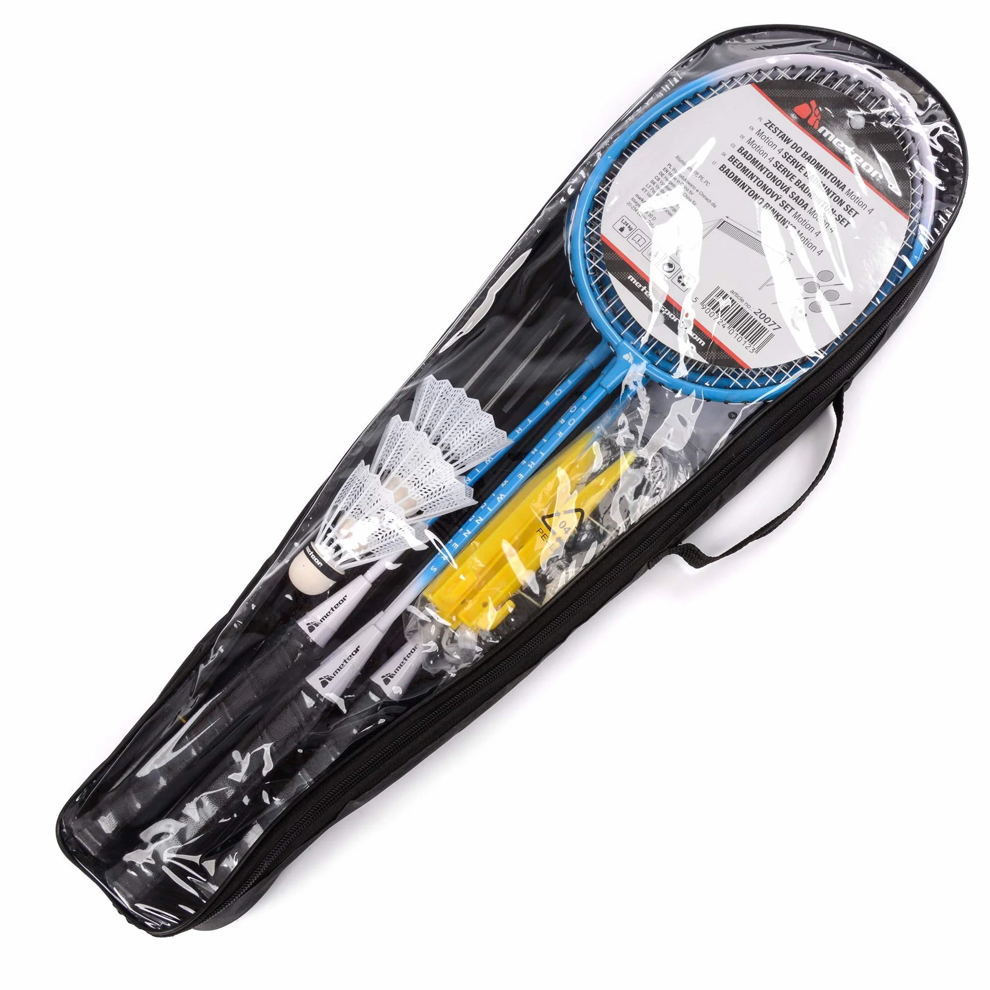 Meteor Juego de Bádminton para 2 o 4 Jugadores - Set con Raquetas, 3 Volantes y 1 Red