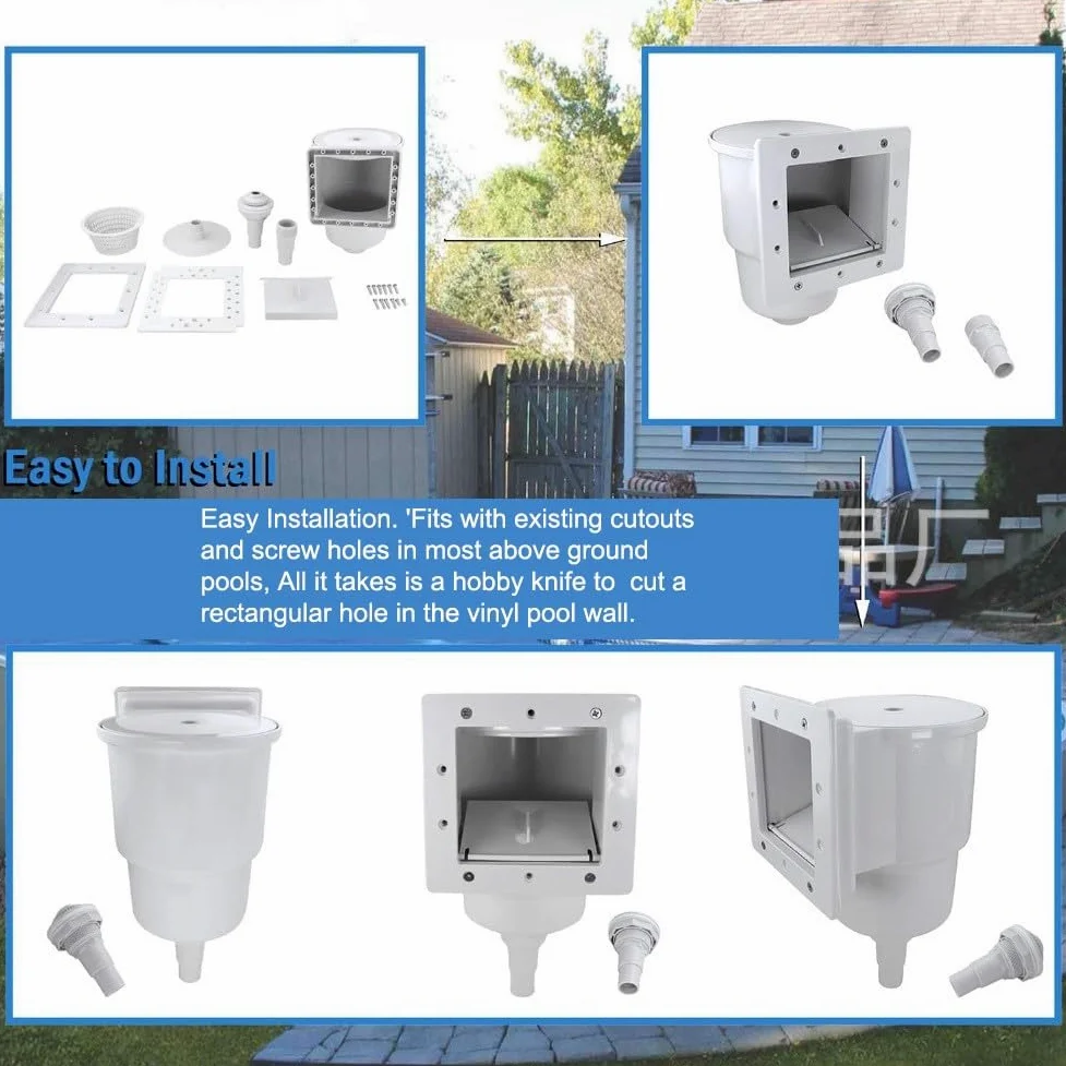 ZYNCUE Sp1091Lx - Kit de skimmer para piscina sobre el suelo, apertura de 6 pulgadas, color blanco, para juego de repuesto de plástico con placa frontal, instalación de cesta de vertedero compatible