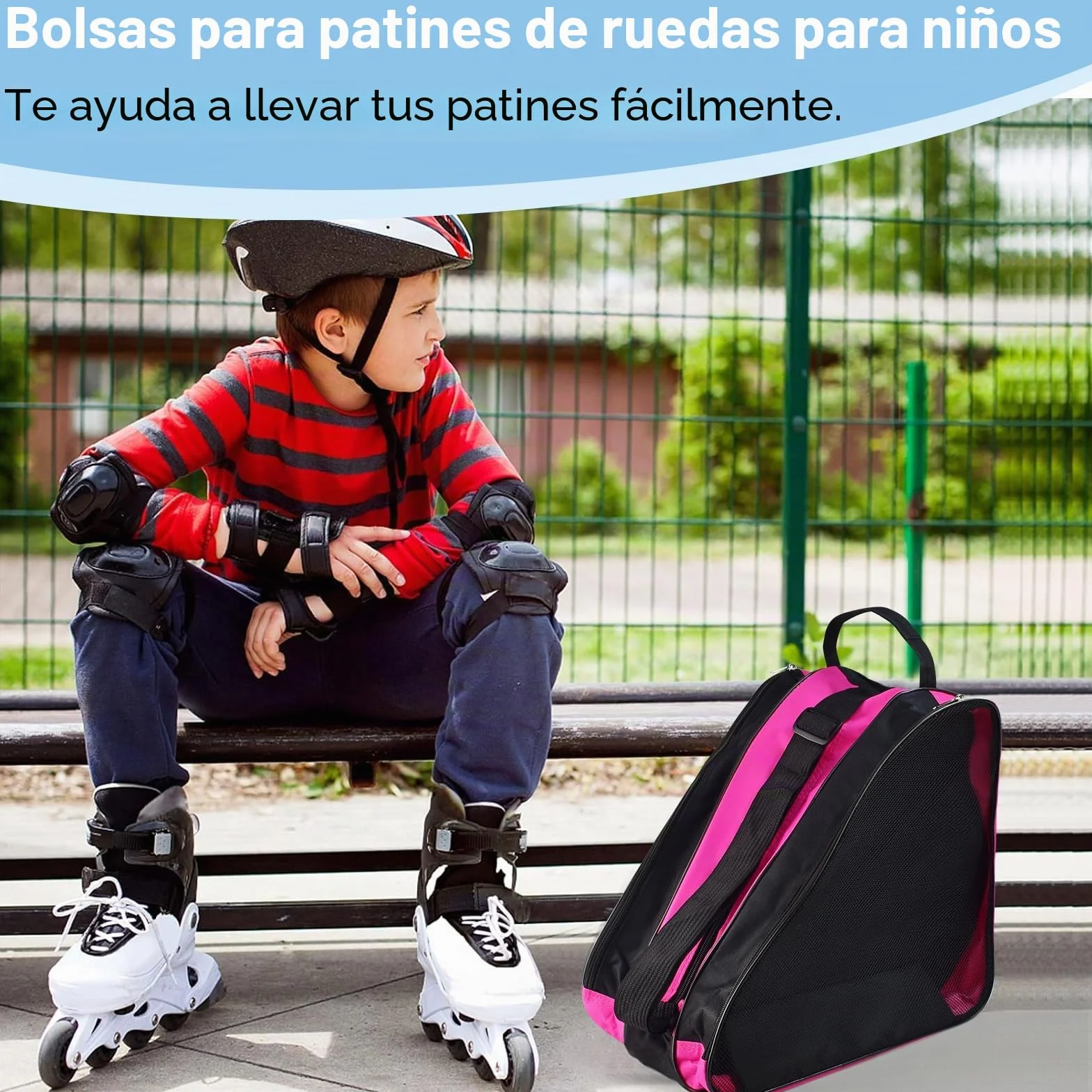 Bolsa para Patines con 3 Compartimentos, Mochila Transporte para Patines en Línea y de 4 Ruedas