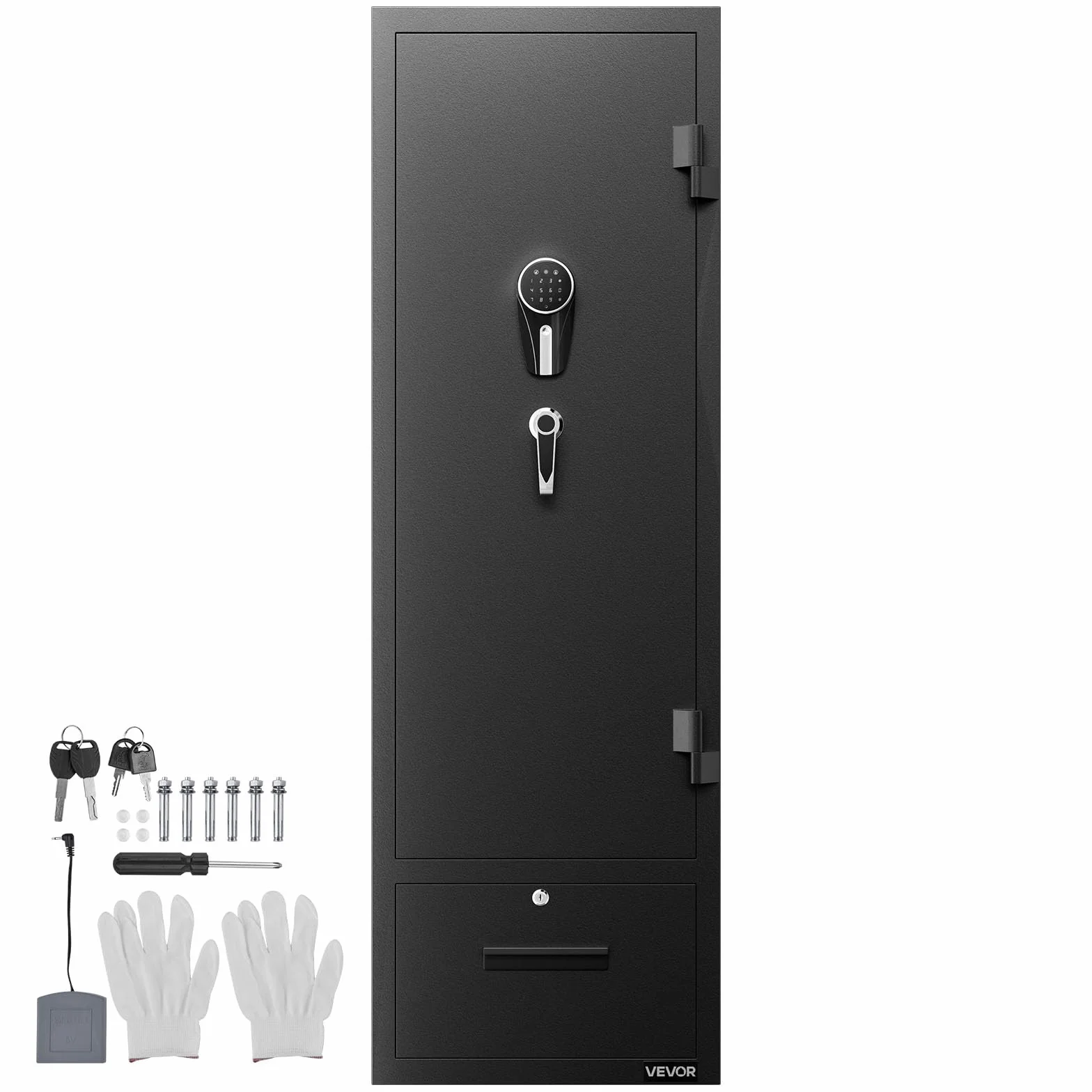 VEVOR Armario para Armas Largas con Cerradura con Contraseña, Caja Fuerte para 4 Rifles, 405 x 280 x 1400 mm