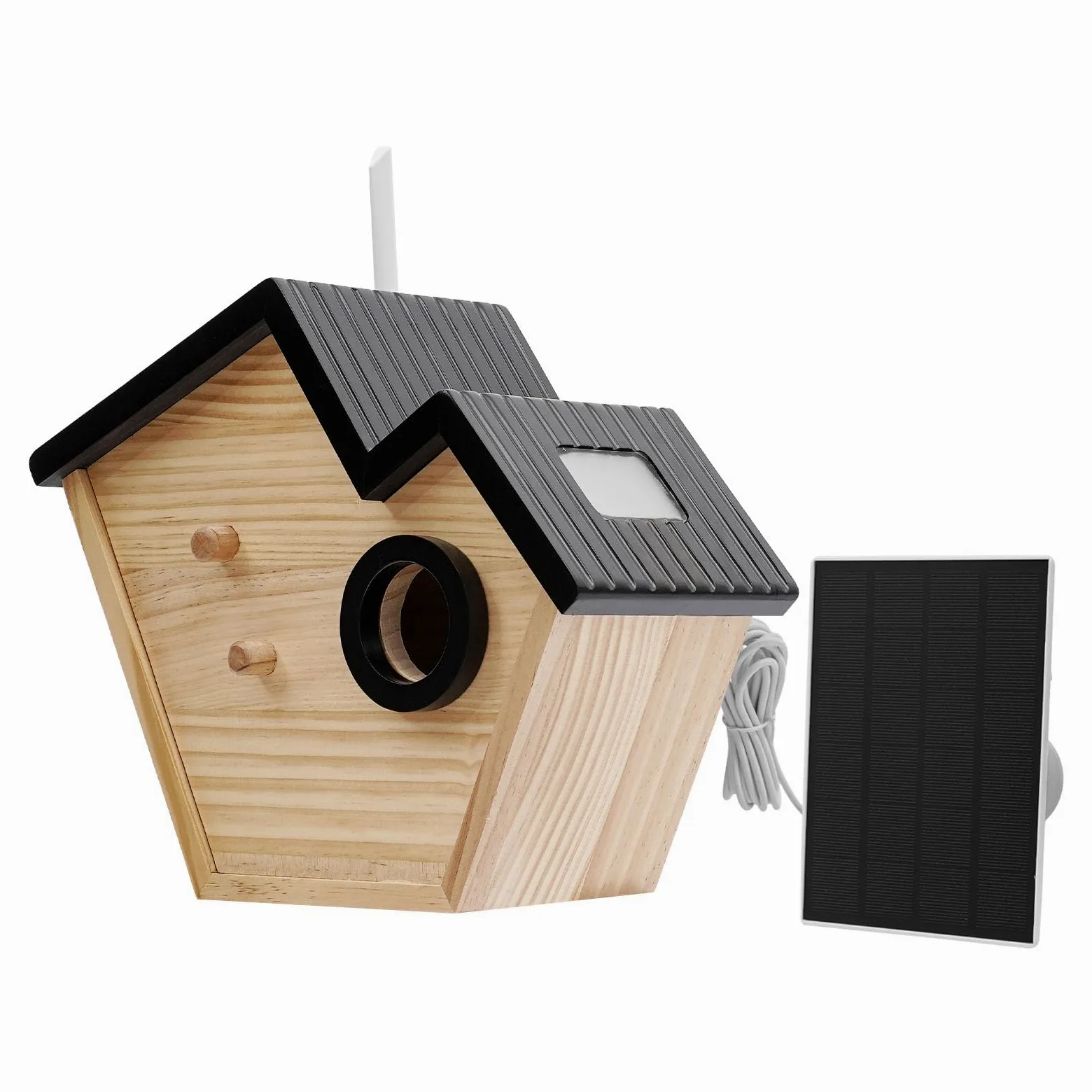 Pájaro inteligente con vigilancia interna, nido de pájaros con cámara solar con detección de IA, IP65 comedero para pájaros, caja nido, caja de observación de aves, modo de visión nocturna de
