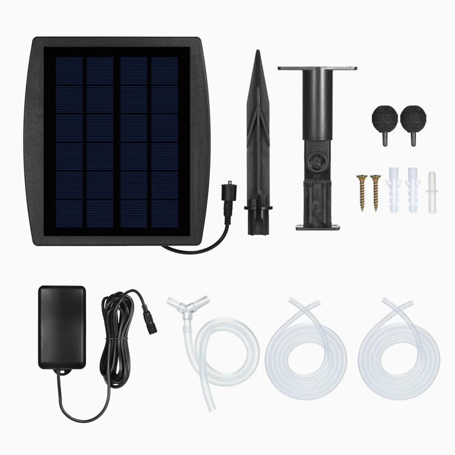 Bomba de Aire Solar 2.5W Oxigenador con Placa de Batería Piedras de Burbuja Línea de Aire para Tanque de Peces de Jardín Estanque Exterior Jardinería Circulación de Agua MY06