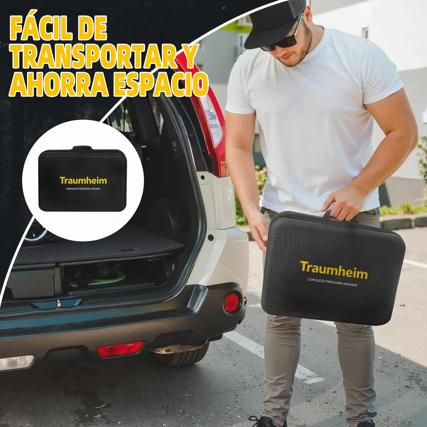 Hidrolimpiadora inalámbrica, 17 Piezas, 8000 mAh, máx. 68 Bares, con Boquilla 6 en 1 y Boquilla giratoria de 180°, hidrolimpiadora portátil para Coches, Bicicletas, terrazas y Jardines.