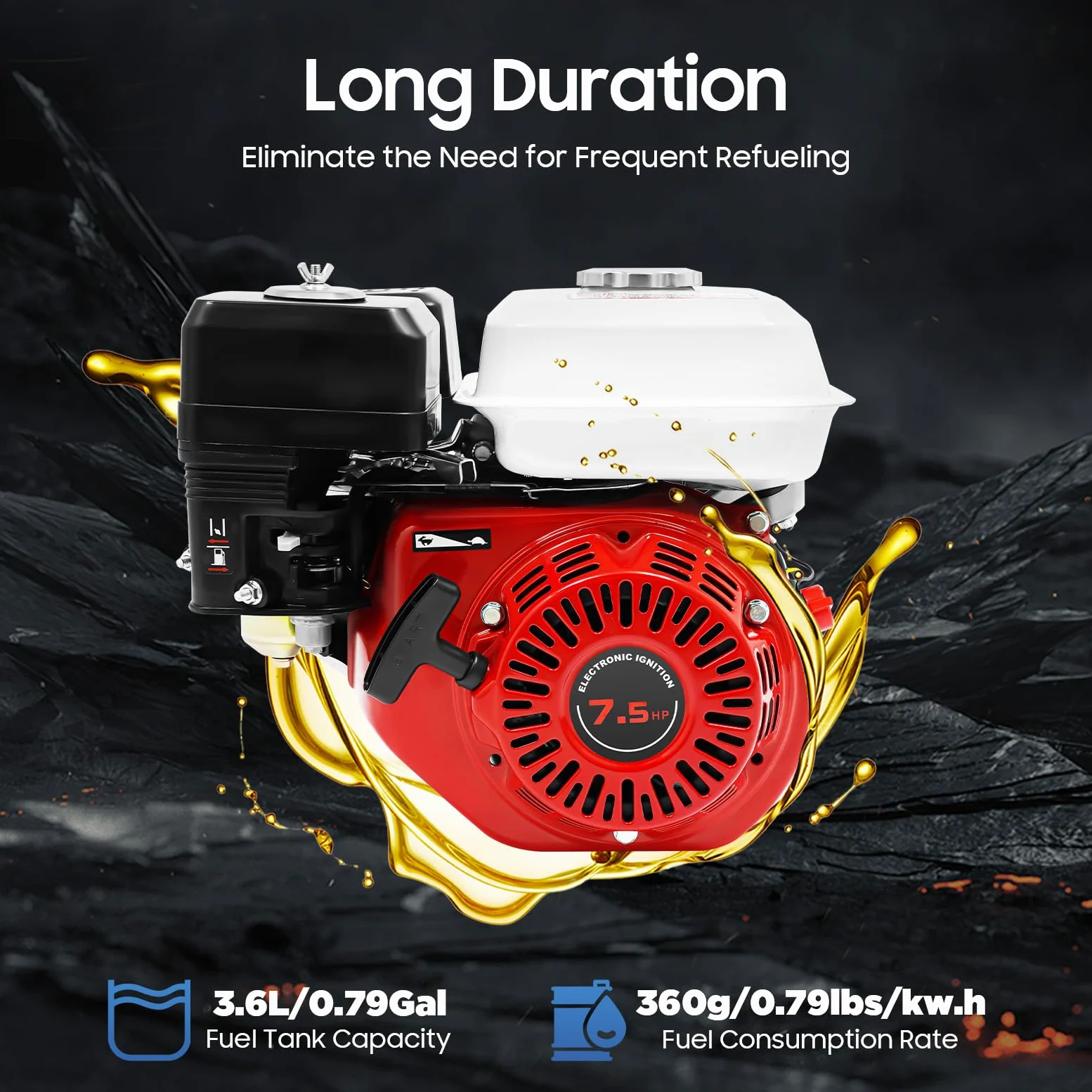 Motor de gasolina de 7,5 CV de 4 tiempos 215 ml, motor industrial para kart