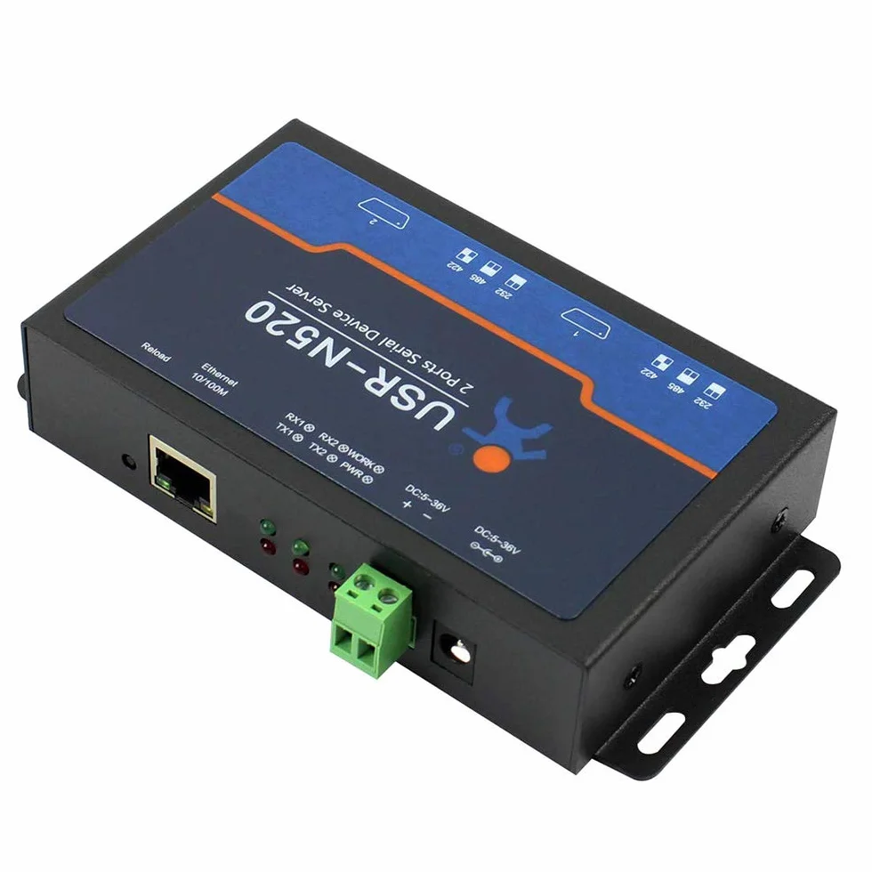 USR-N520 Servidor Serie a Ethernet Convertidor IP Doble Serie RS232 RS485 RS422 Multihost Polling