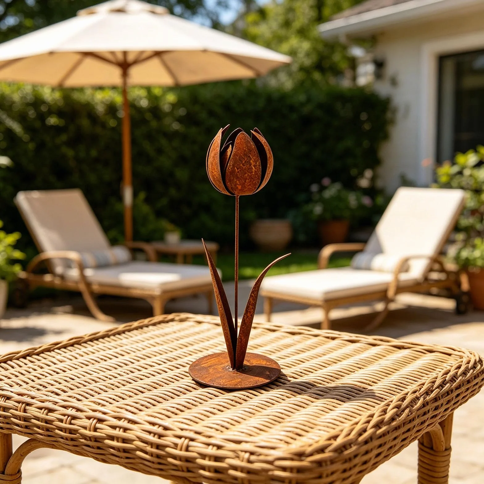 PANGBOER Retros Styles - Tulipanes de metal oxidado para patio, resistente a la intemperie, estaca decorativa a prueba de óxido, escultura de hierro
