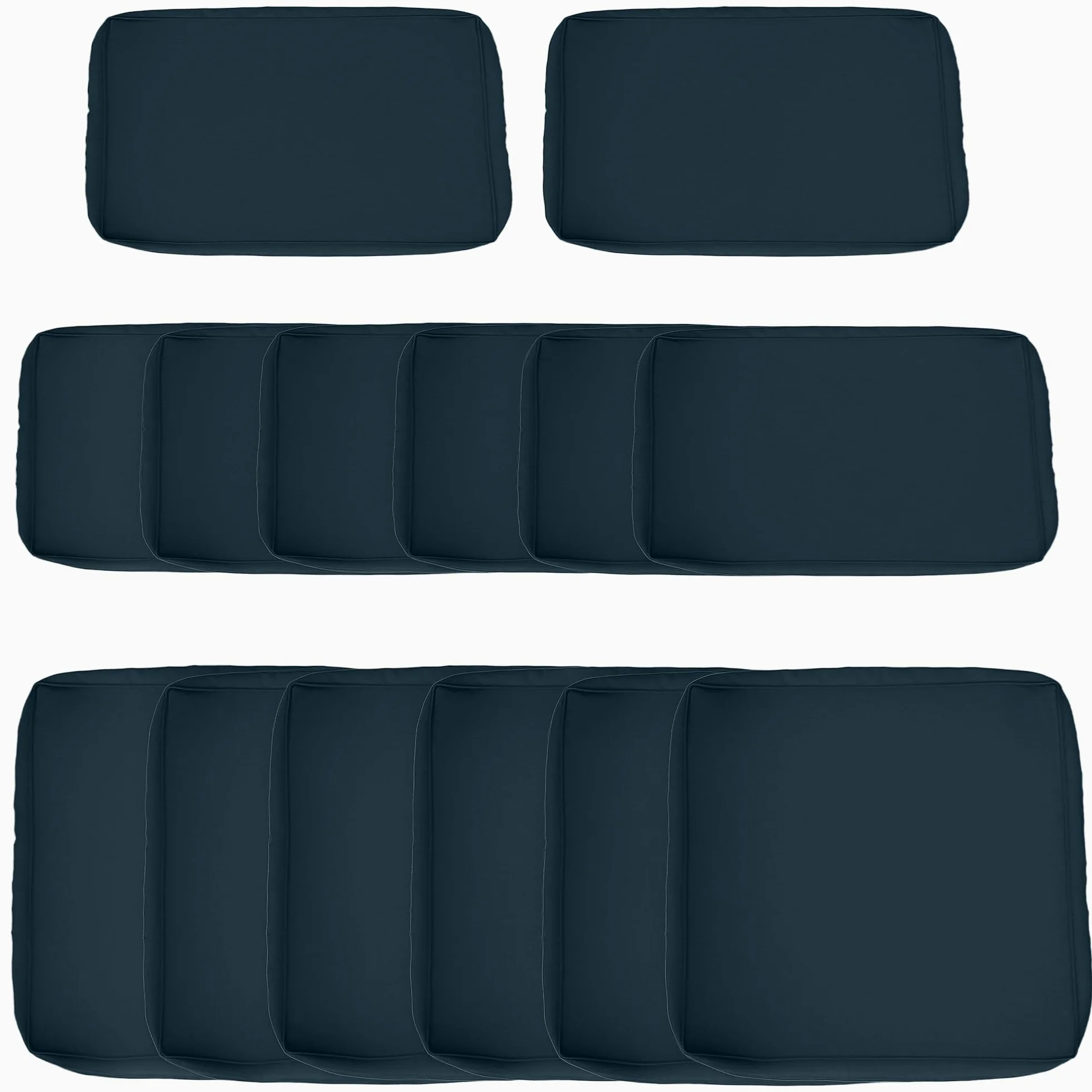 Outsunny 14 pcs fundas cojines exterior sofá seccional ratán azul oscuro | Fundas de repuesto para patio, juego de sofá de ratán, cojín no incluido