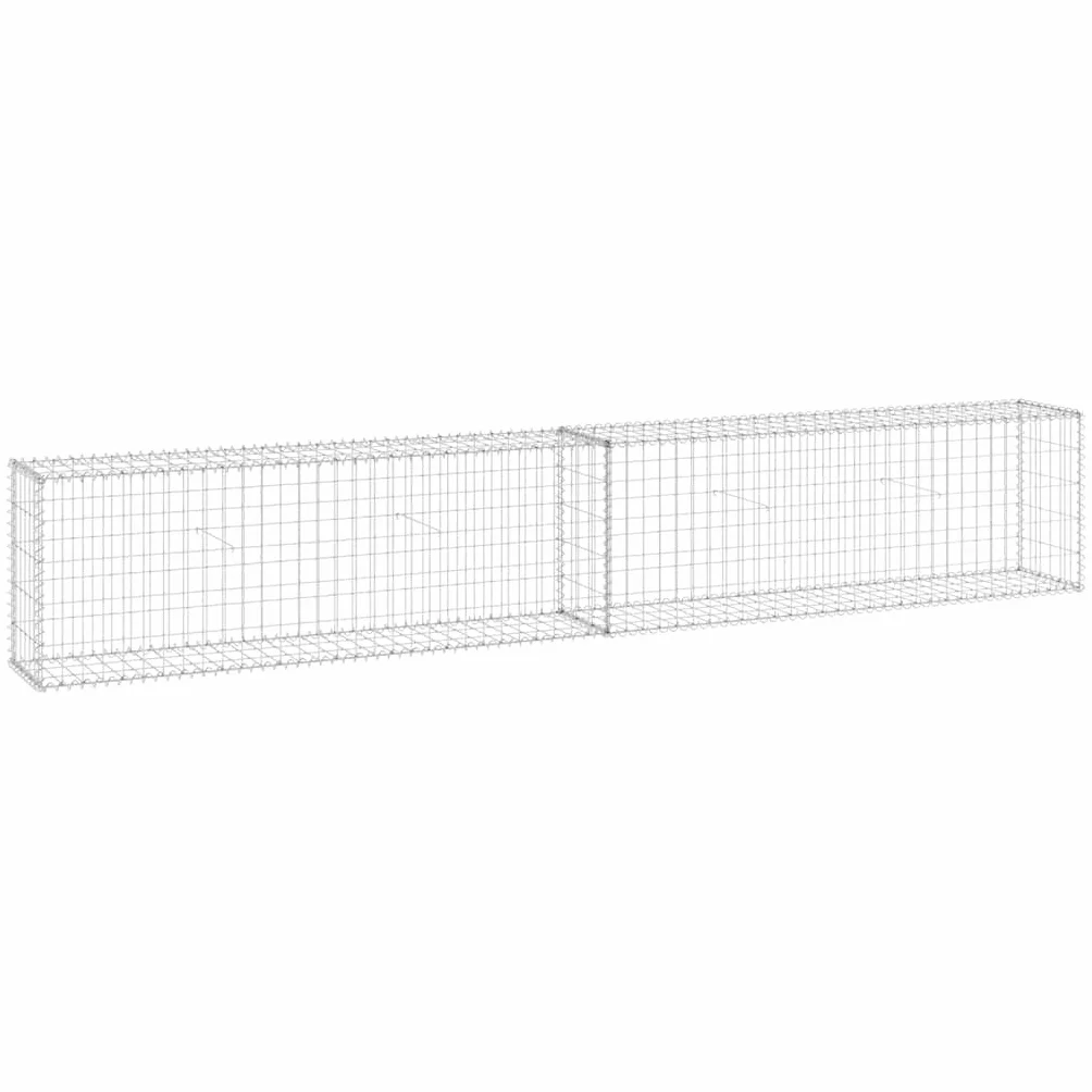 Cesta de acero galvanizado, 300 x 30 x 50 cm, con cubierta para valla y muro de contención