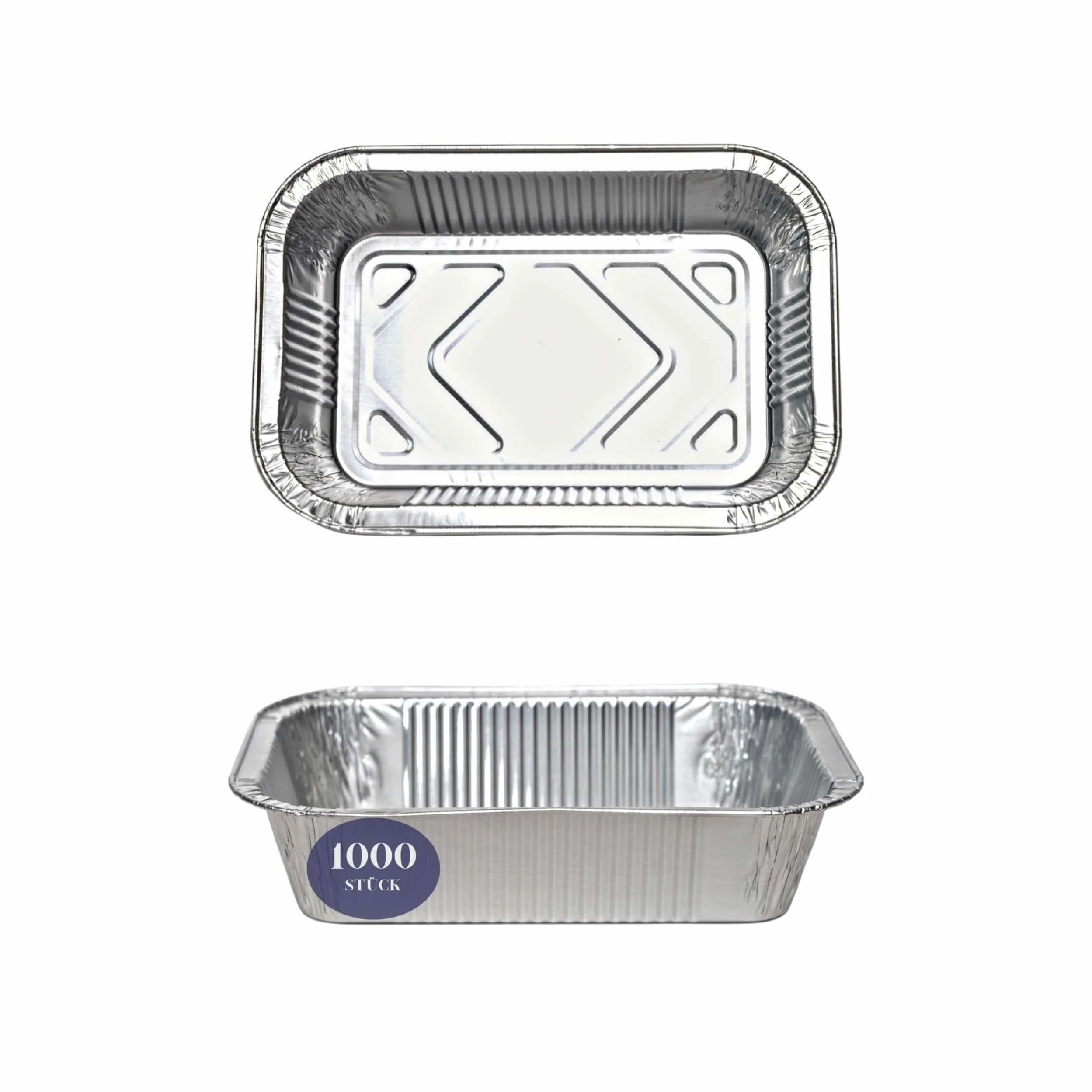 Inoverse 1000 bandejas de aluminio con tapa de 887 ml – 21,7 x 11,2 x 5,4 cm bandejas de aluminio para barbacoa y goteo para barbacoa, cocina y horneado – bandejas desechables para recoger grasa