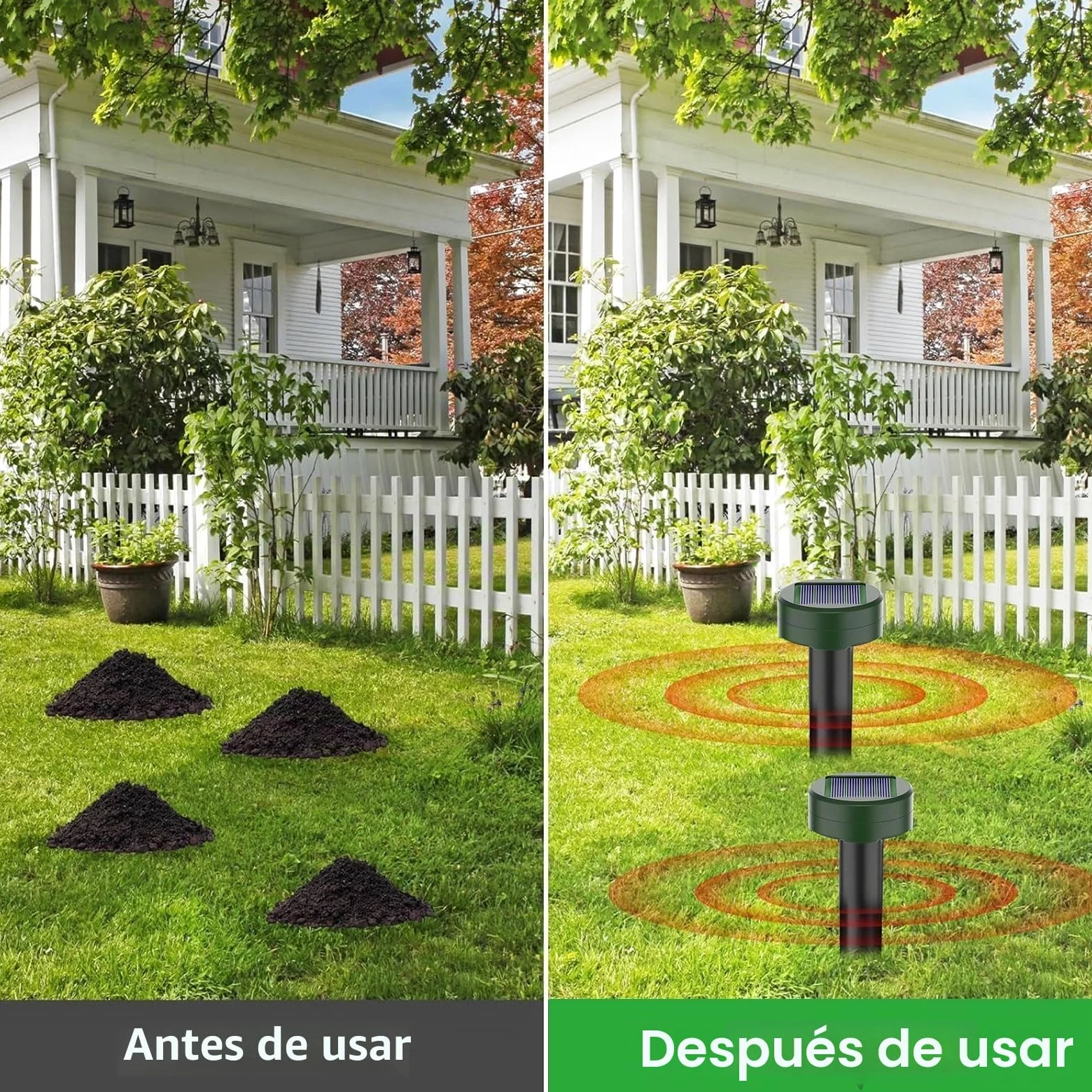 Ahuyentador de Ratas 8 Piezas, Repelente Ratas Ultrasonido Exterior, Ahuyentador de Topos y Ratones Solar, IP65 Impermeable, Anti Topos,Serpientes, Ratones