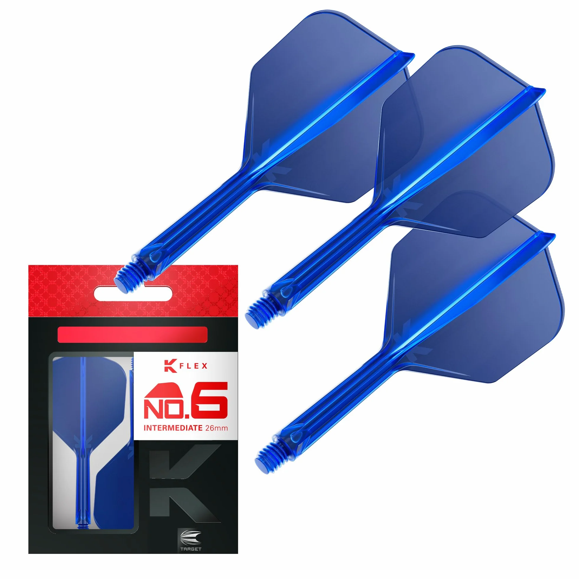 Target Darts K Flex No.6 Plumas y Cañas Integradas, 3 Pack Corto Intermedio Medio