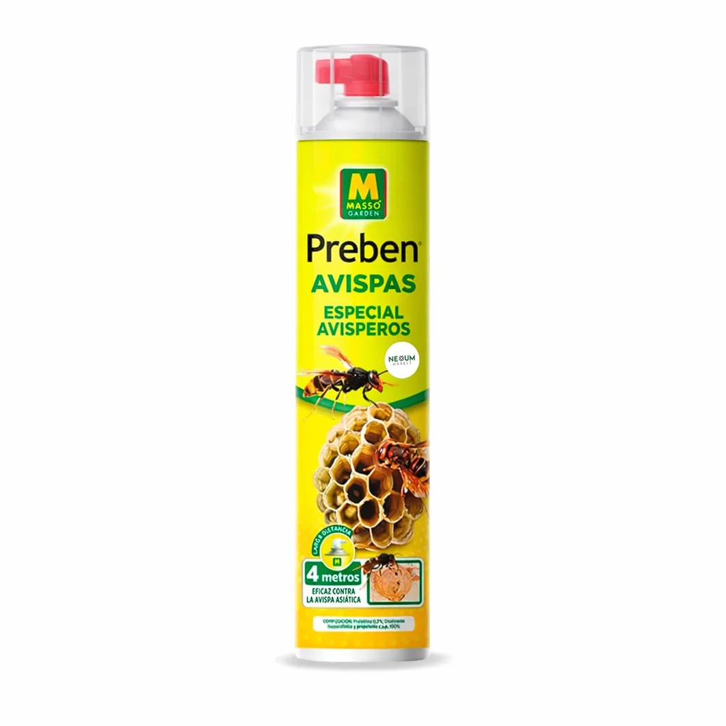 PREBEN Insecticida Avispas | Especial Avisperos 750 ml | Spray de Largo Alcance | Muy Eficaz para Avispas, Avispas Asiática y Avispones | Pulveriza hasta 4 Metros | Uso Exterior | Nexum Market