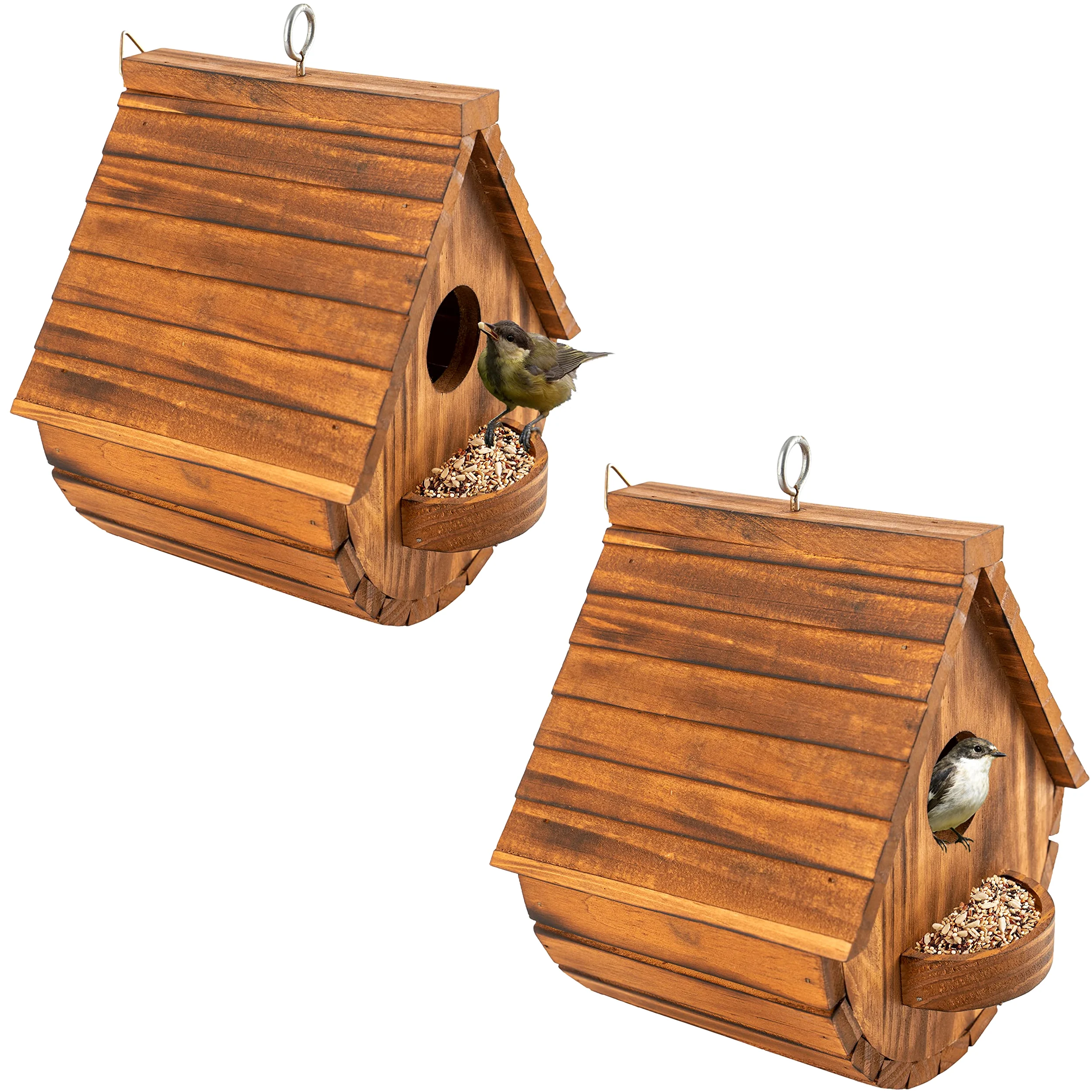 COLEBA- Juego de 2 Casas para pájaros para Exteriores, casa para pájaros para Exteriores, familias de pájaros, pájaros Azules, pinzones, cardenales, casa para pájaros Colgante para jardín