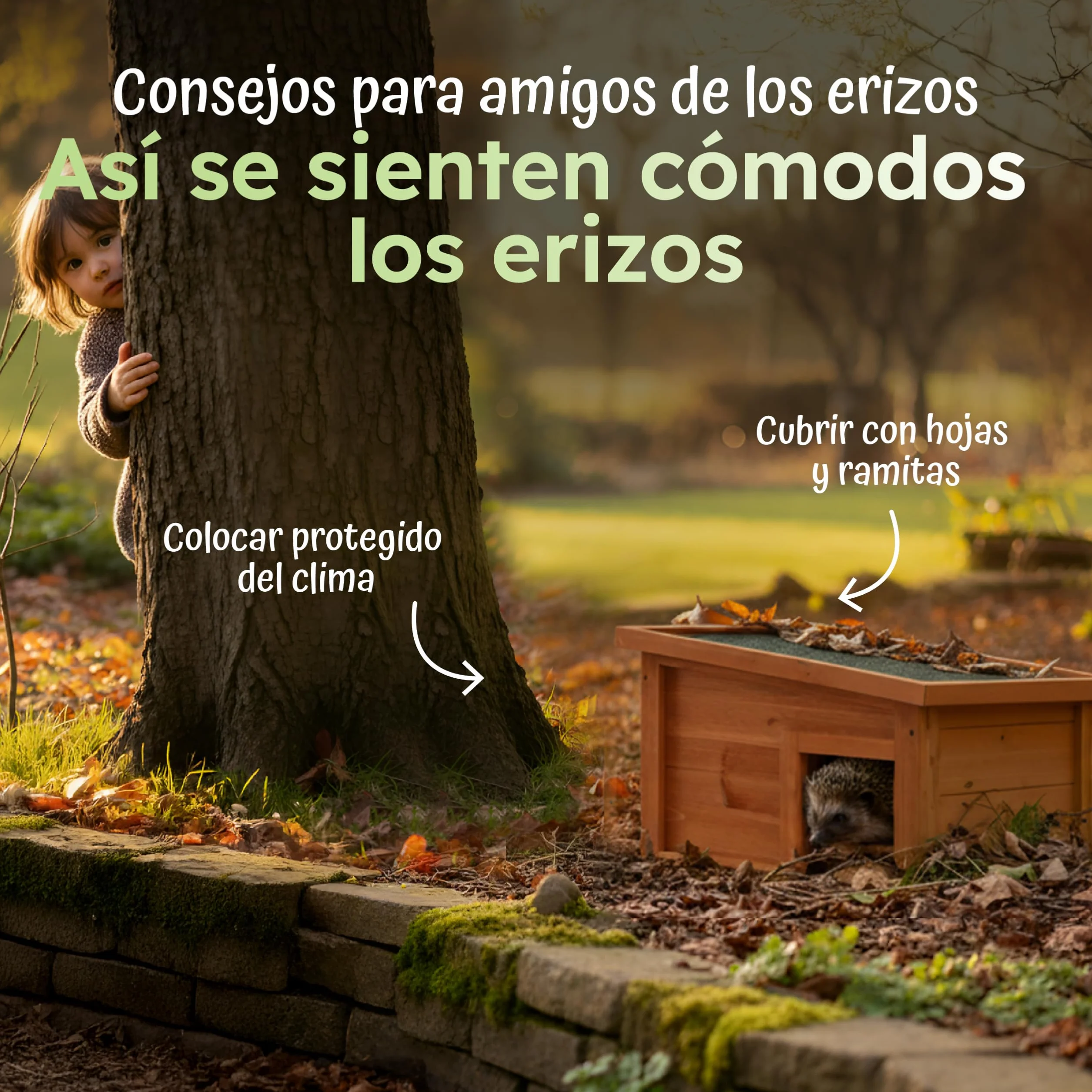 Moorland Casa de hibernación para erizos – Refugio de Invierno en Madera FSC 40×34 cm, Entrada laberíntica ventilada, Base, Techo extraíble, Resistente a la Intemperie para jardín
