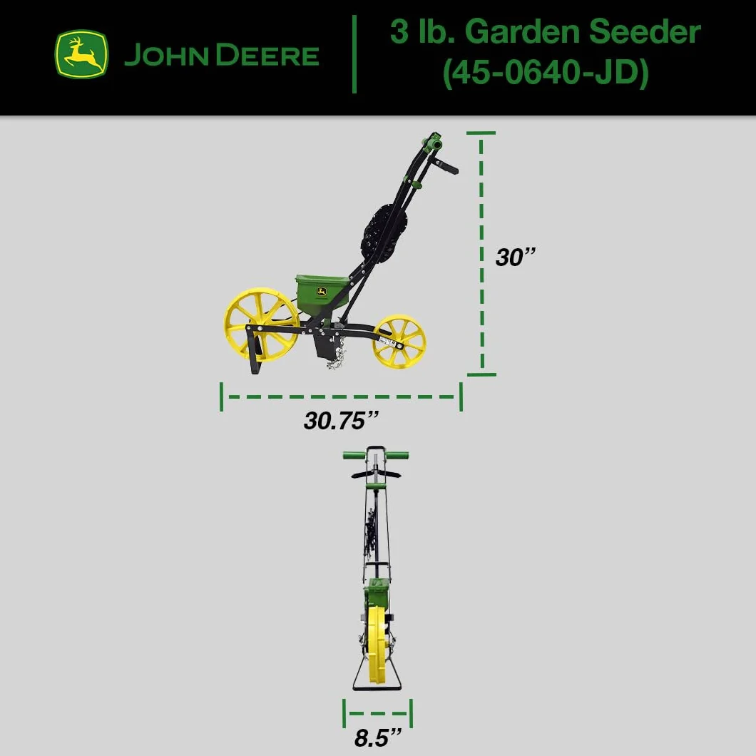 John Deere Sembradora de jardín de 3 Libras con 7 Platos de Semillas, Maceta de maíz Dulce para Uso en Suelo Preparado