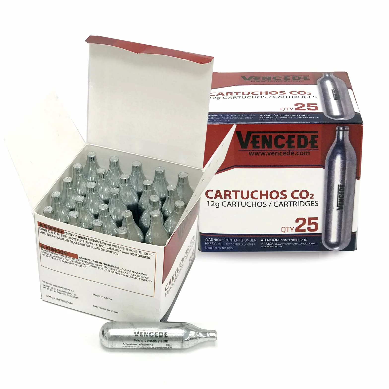 Bombonas CO2 12g Sin Rosca para Airsoft Pistolas Carabinas Aire Comprimido Cartuchos Gas CO2 Estándar