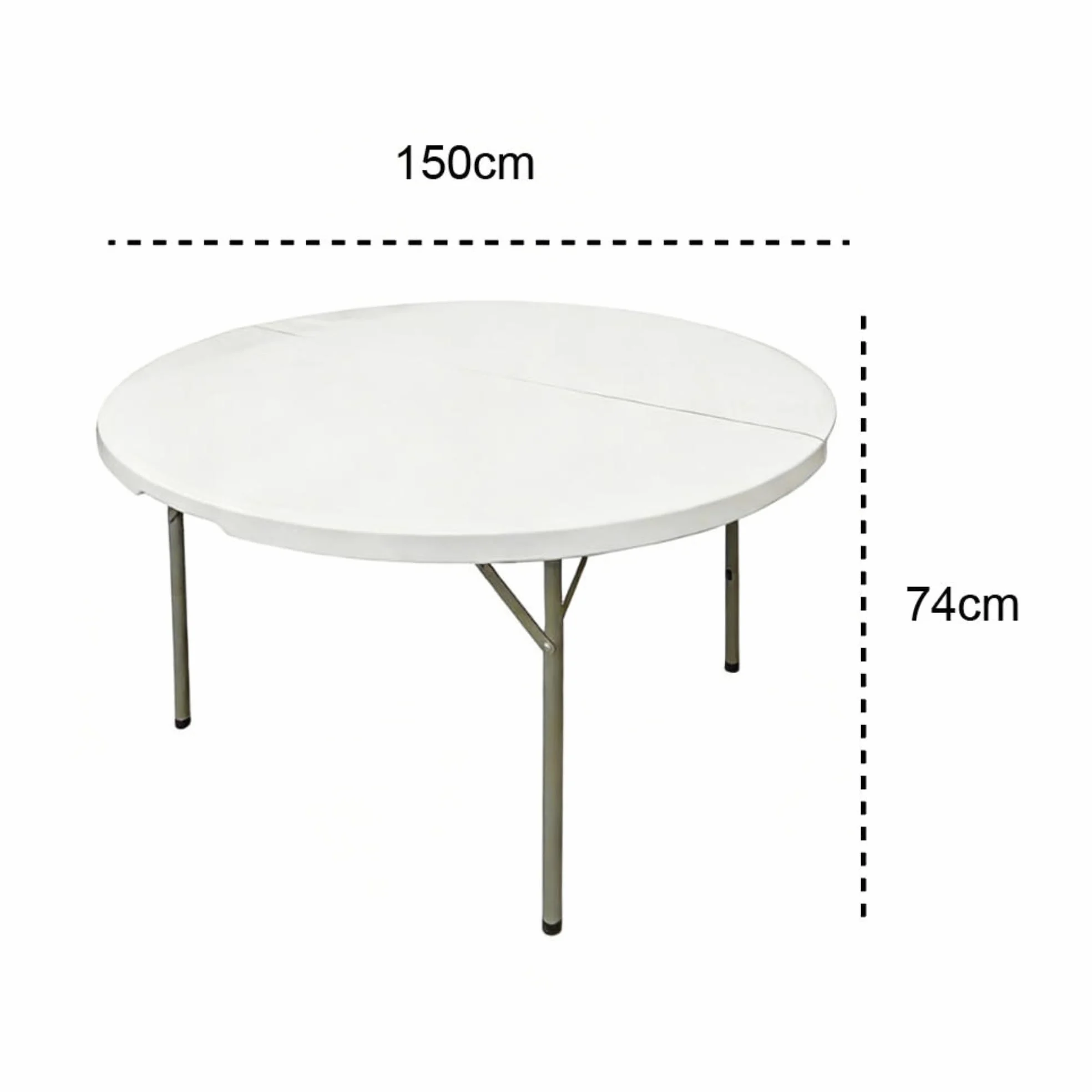 Pack 2 Mesas Redondas Plegable 150 cm Blanca - Banquete Catering - Capacidad 6-8 Personas - Tablero HDPE Reforzado - Estructura Acero 25 mm - Bodas Restaurantes Eventos - Interior Exterior