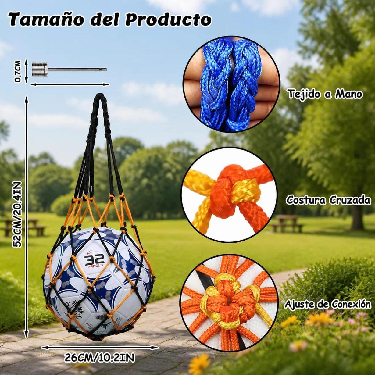 Bolsa para Balón Portátil con Agujas Inflables, Baloncesto Voleibol Playa
