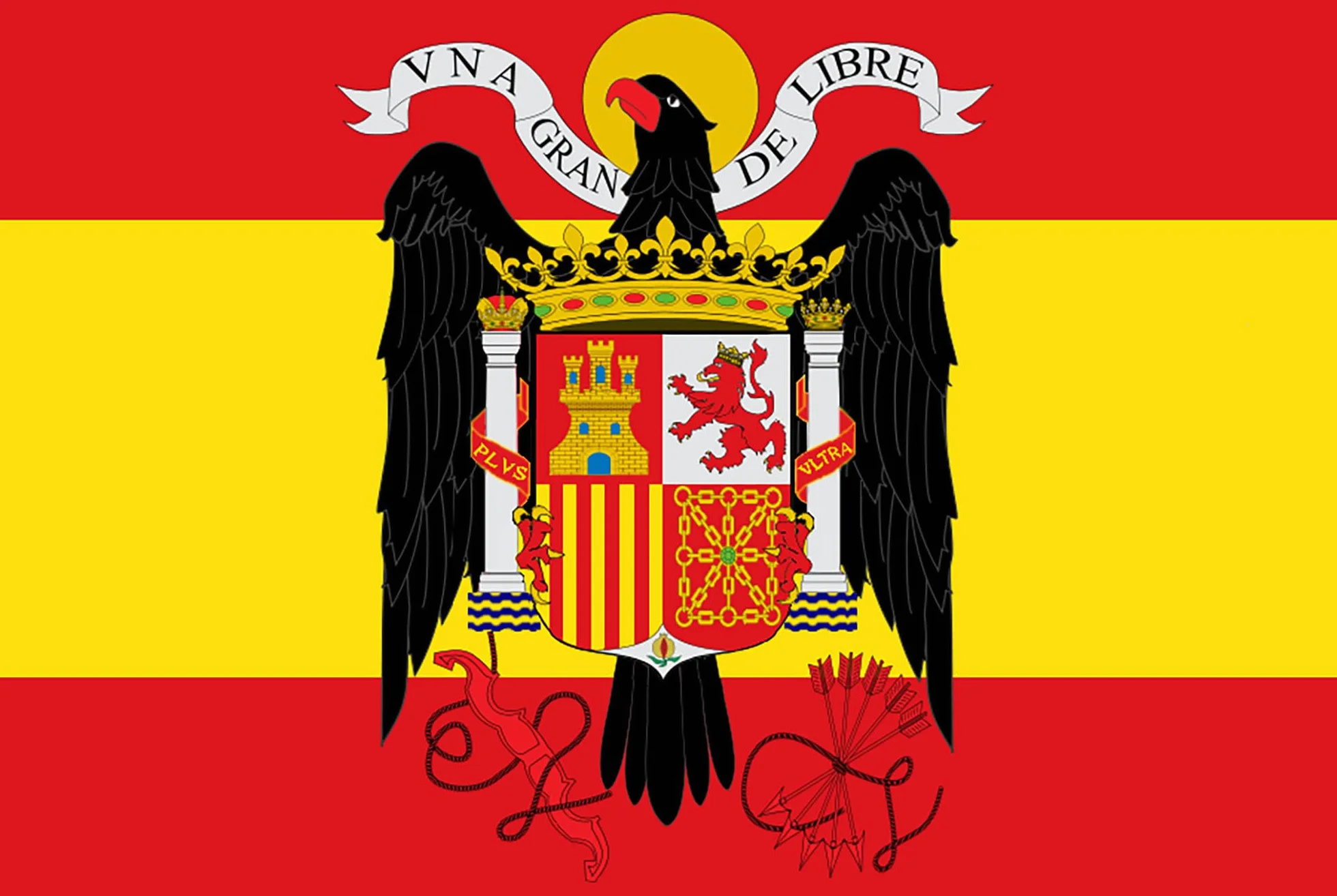 Durabol Bandera de España Escudo Aguila de San Juan Española Preconstitucional 150 x 90 cm Satén