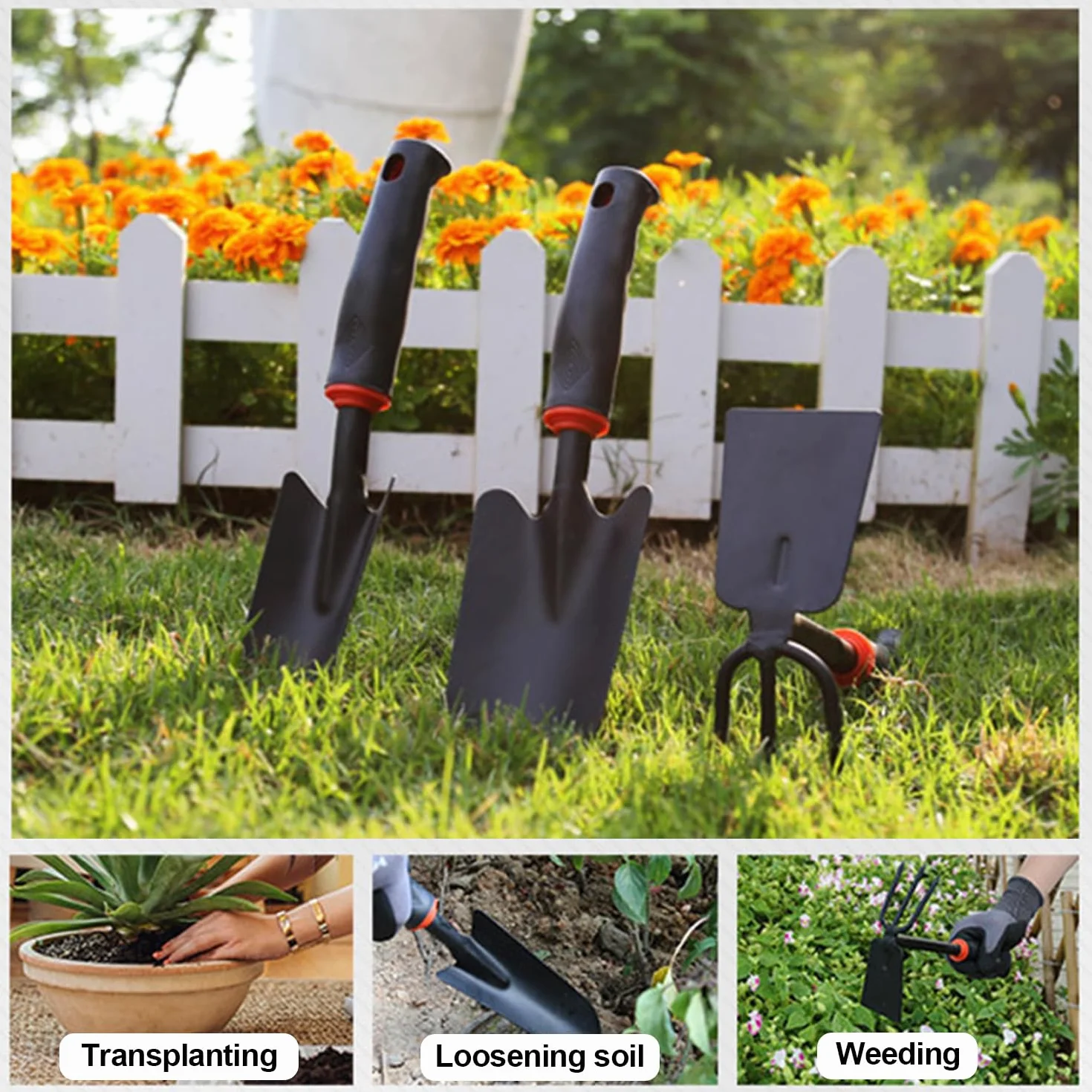 Herramientas Jardinería Pequeñas, 3 pcs Juego Herramientas para Bonsái, Kit Herramientas Jardineria, Herramientas de Jardín el Set, Jardin Herramientas de Mano, Pala de Jardín, Rastrillo,Planta