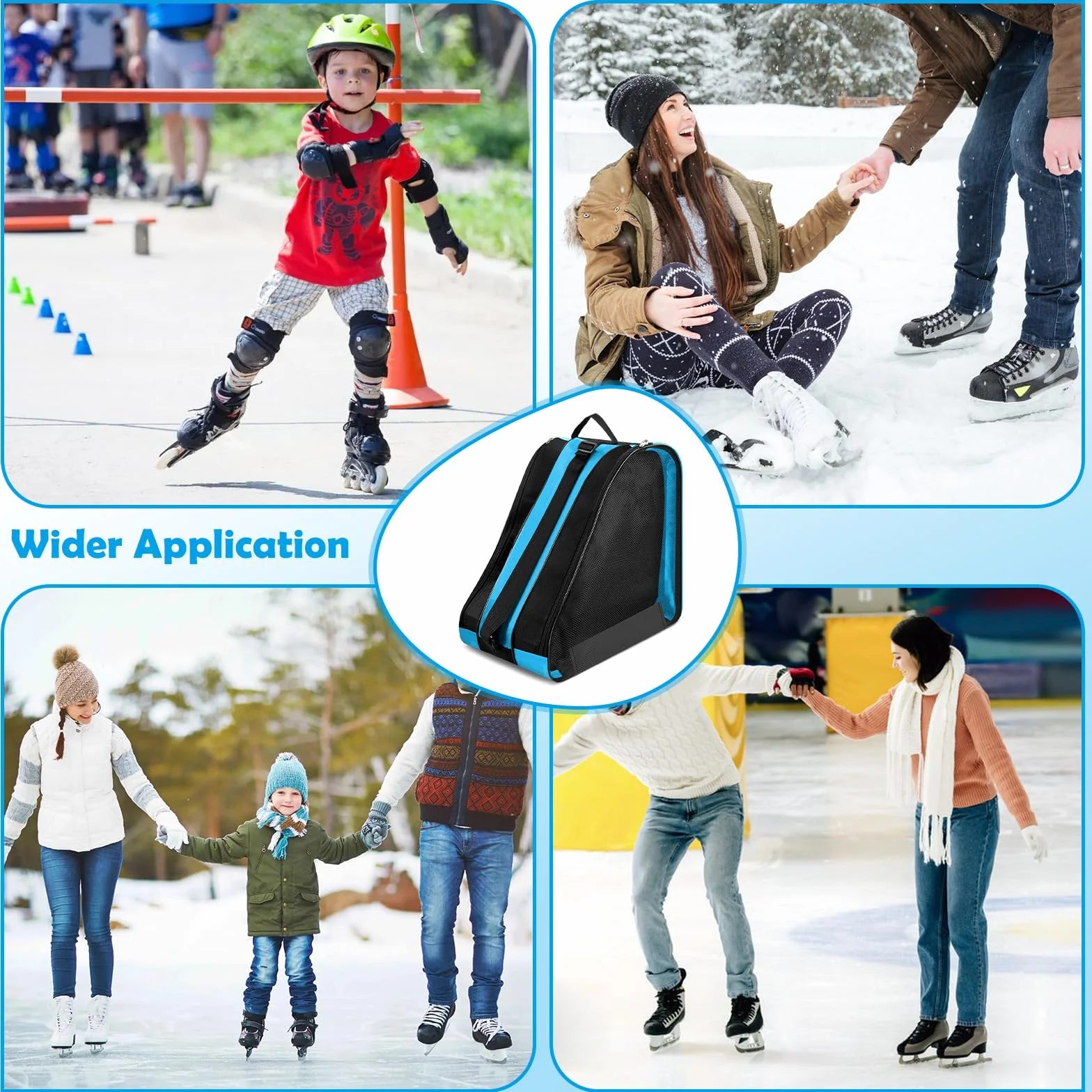 Mochila para Patines en Linea Bolsa Patines Niña Adulto 3 Compartimentos