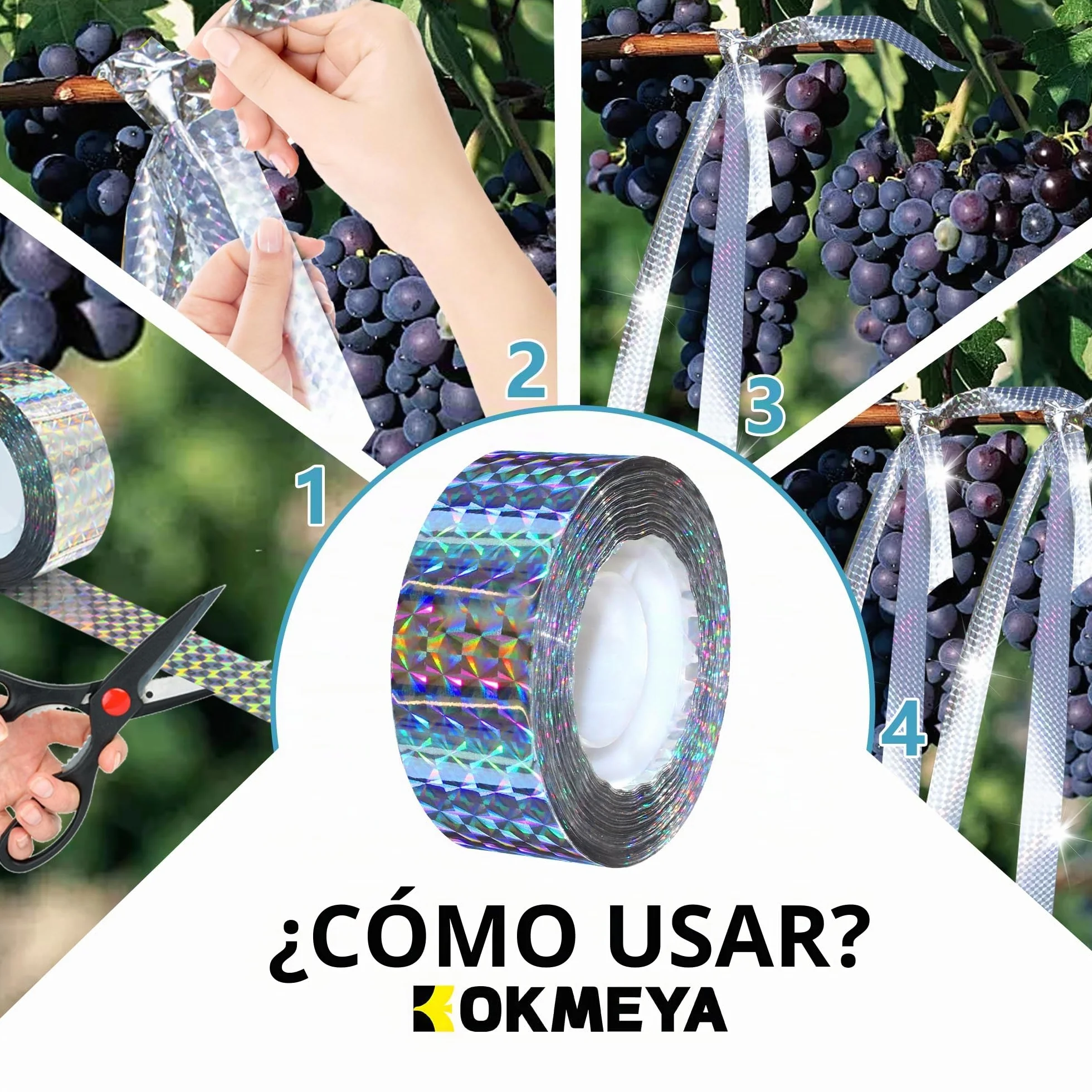 Cintas para Espantar Pájaros 80 m de Cinta Reflejante para Aves, Dispositivo para Asustar Pájaros Cinta de Doble Cara para Asustar a los Pájaros para Casa, Jardín, Patio, Huerto, Exterior