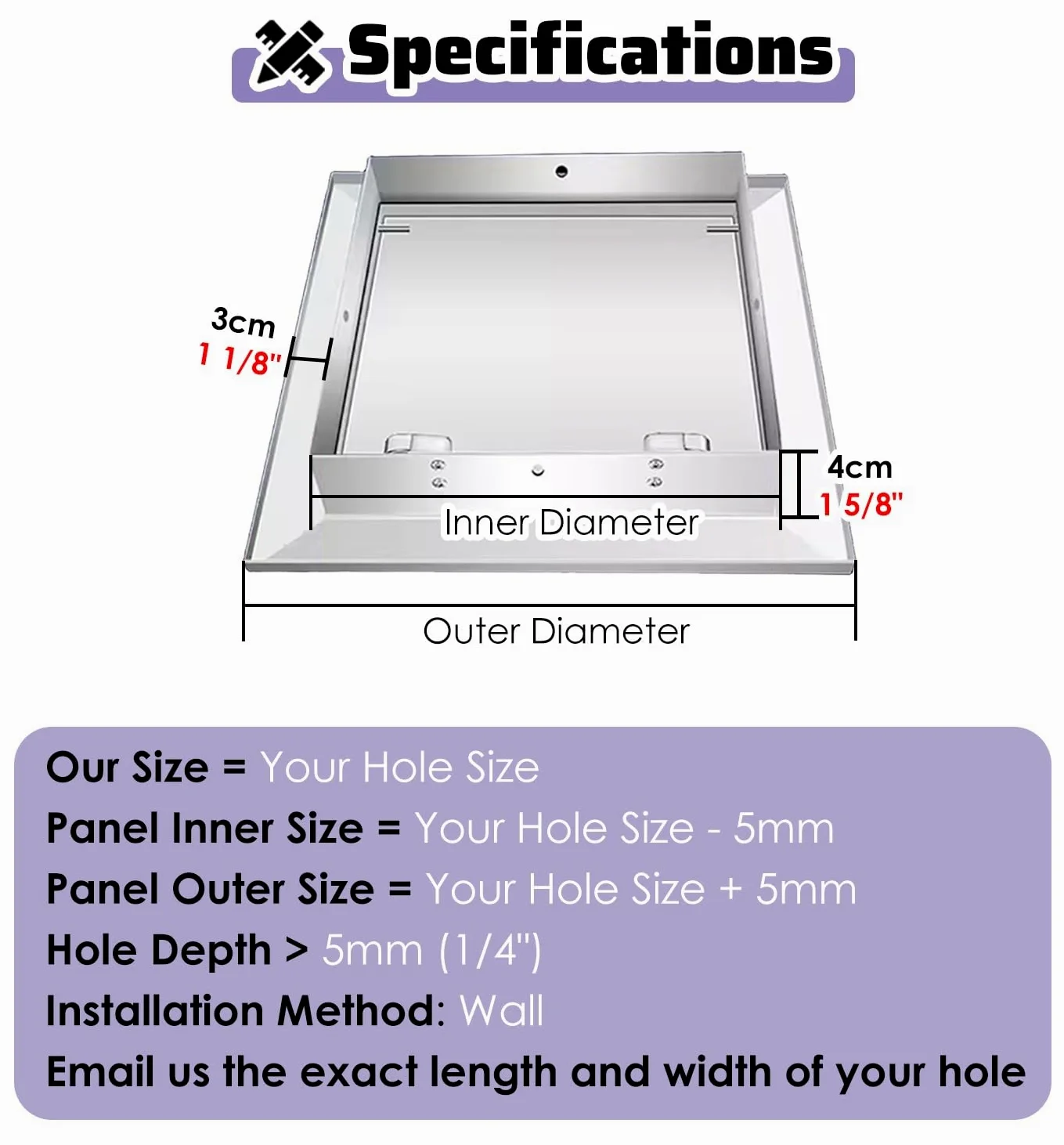 Puerta de Acceso de Acero Inoxidable 304 con Llave para Pared Techo Suelo 22x32cm