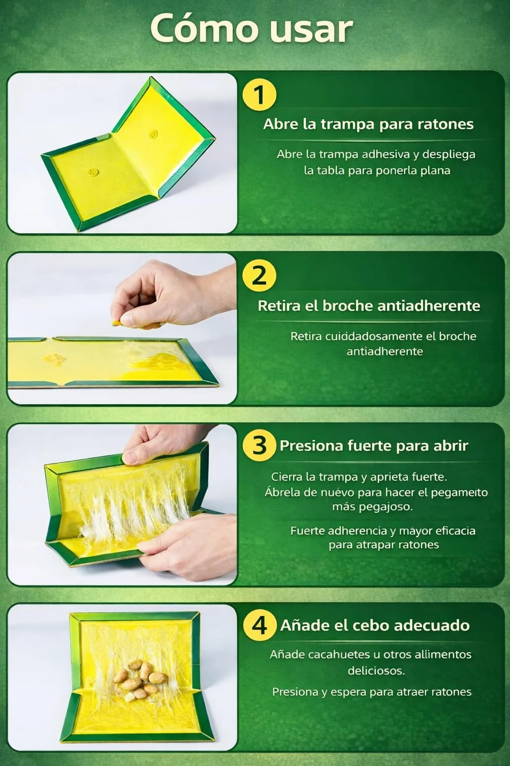 Trampas Adhesivas para Ratones y Cucarachas, Pack de 8, Sin Veneno, Pegamento Ultra Fuerte, Uso Interior Cocina, Garaje y Almacén