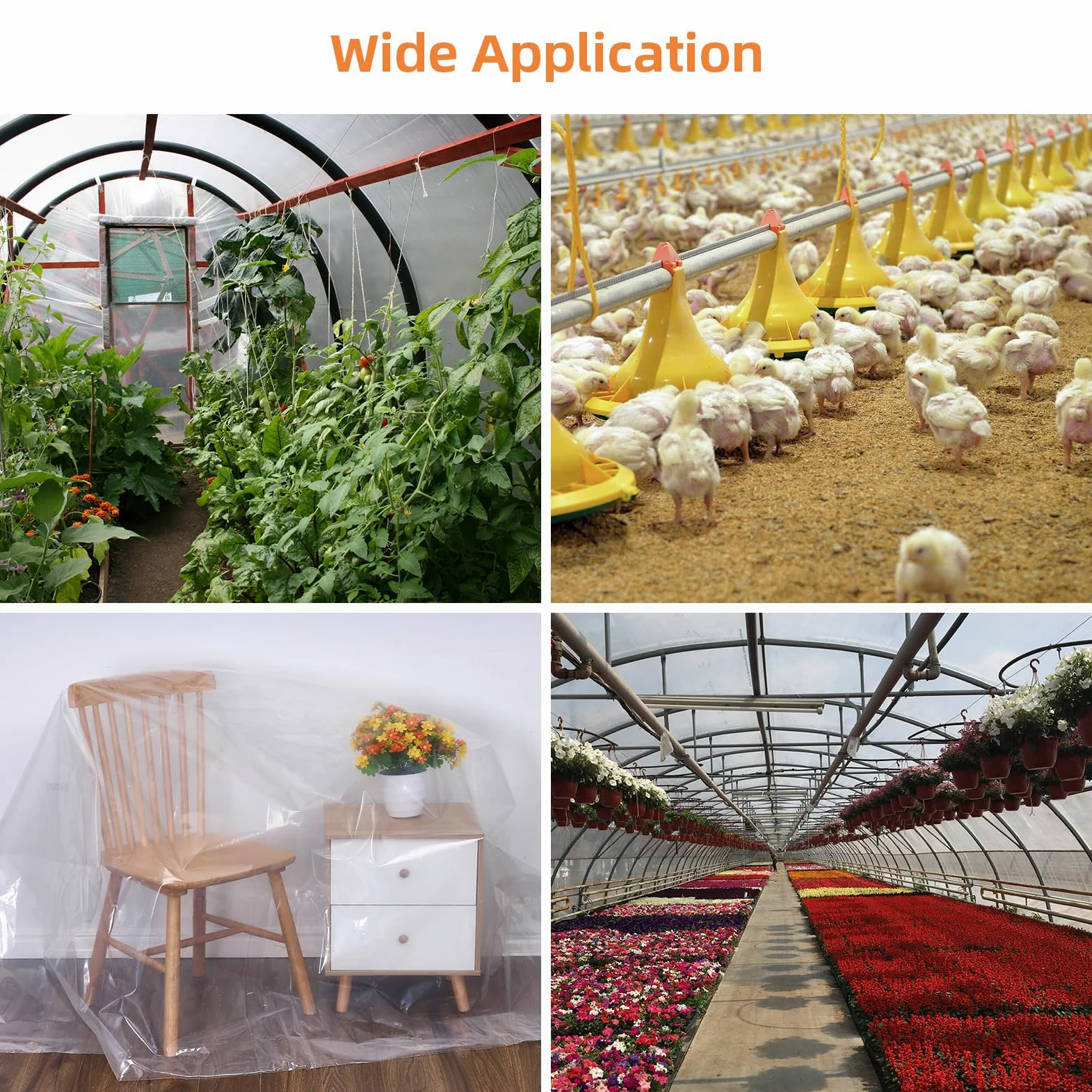 Lámina de plástico para Invernadero de 25 x 40 pies, película de Polietileno Transparente de 6 mm de Grosor, Resistente a los Rayos UV, Cubierta de plástico para Agricultura y jardinería