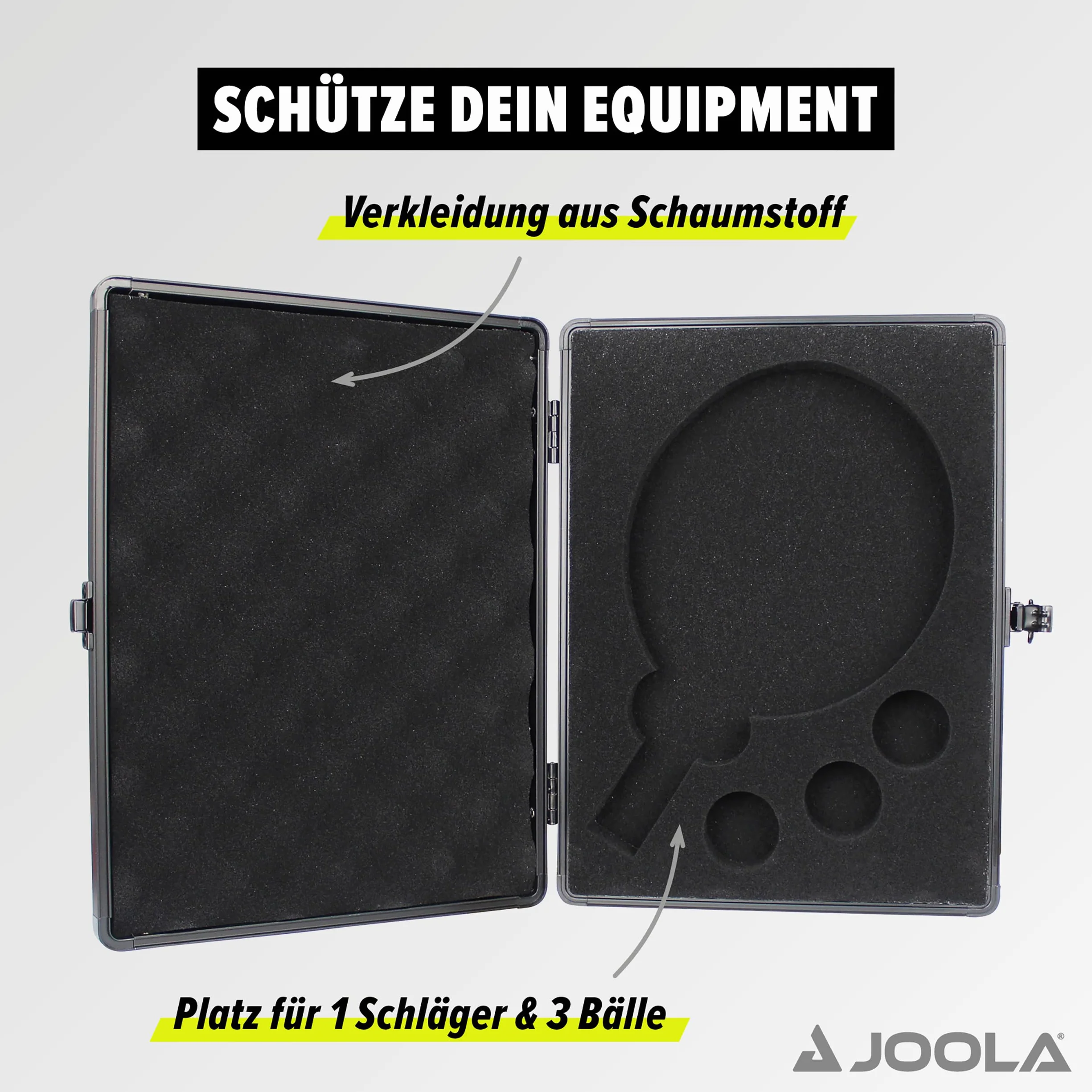 JOOLA Funda para Raqueta de Ping Pong con 3 Pelotas, 29 x 22 x 5.5 cm, Negro