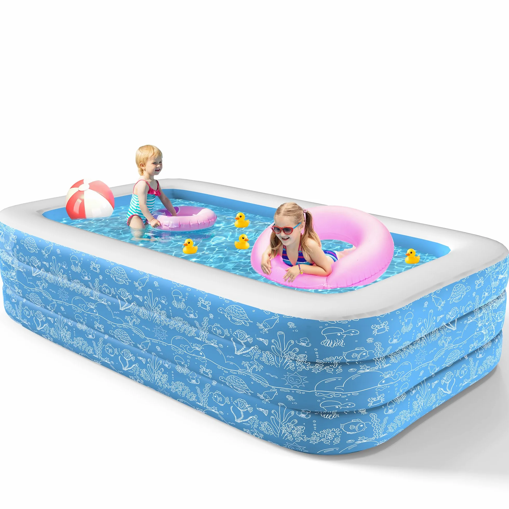 CACSPS Piscinas hinchables, 160 x 102 x 51 cm, Gran piscina hinchable para niños y adultos, Piscina familiar duradera para el ocio, Piscina infantil para jardín, patio trasero o interior