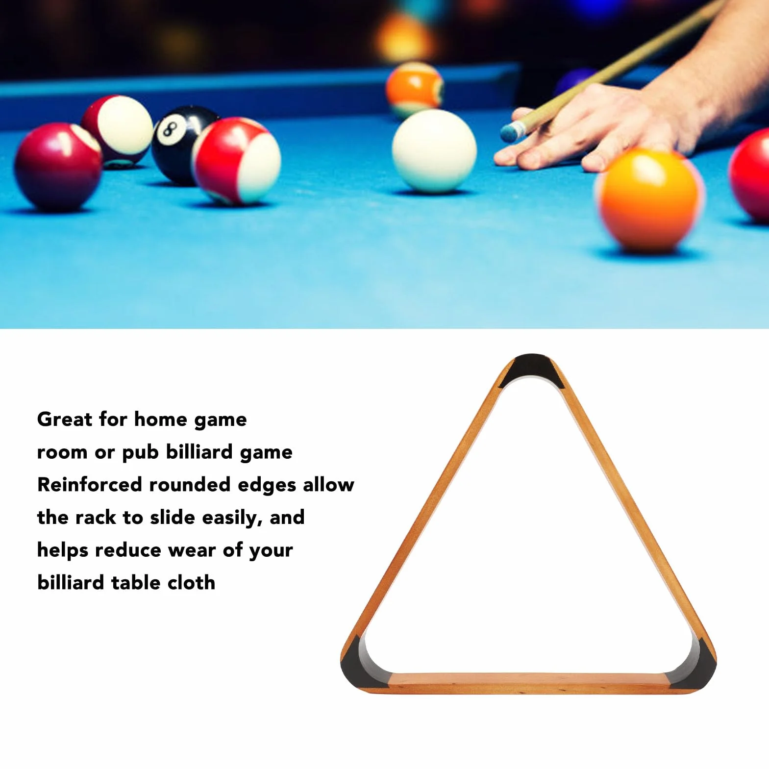 Estante Triangular para Bolas de Billar de 9 Bolas, Pino Británico de Lujo, Mesa Estándar