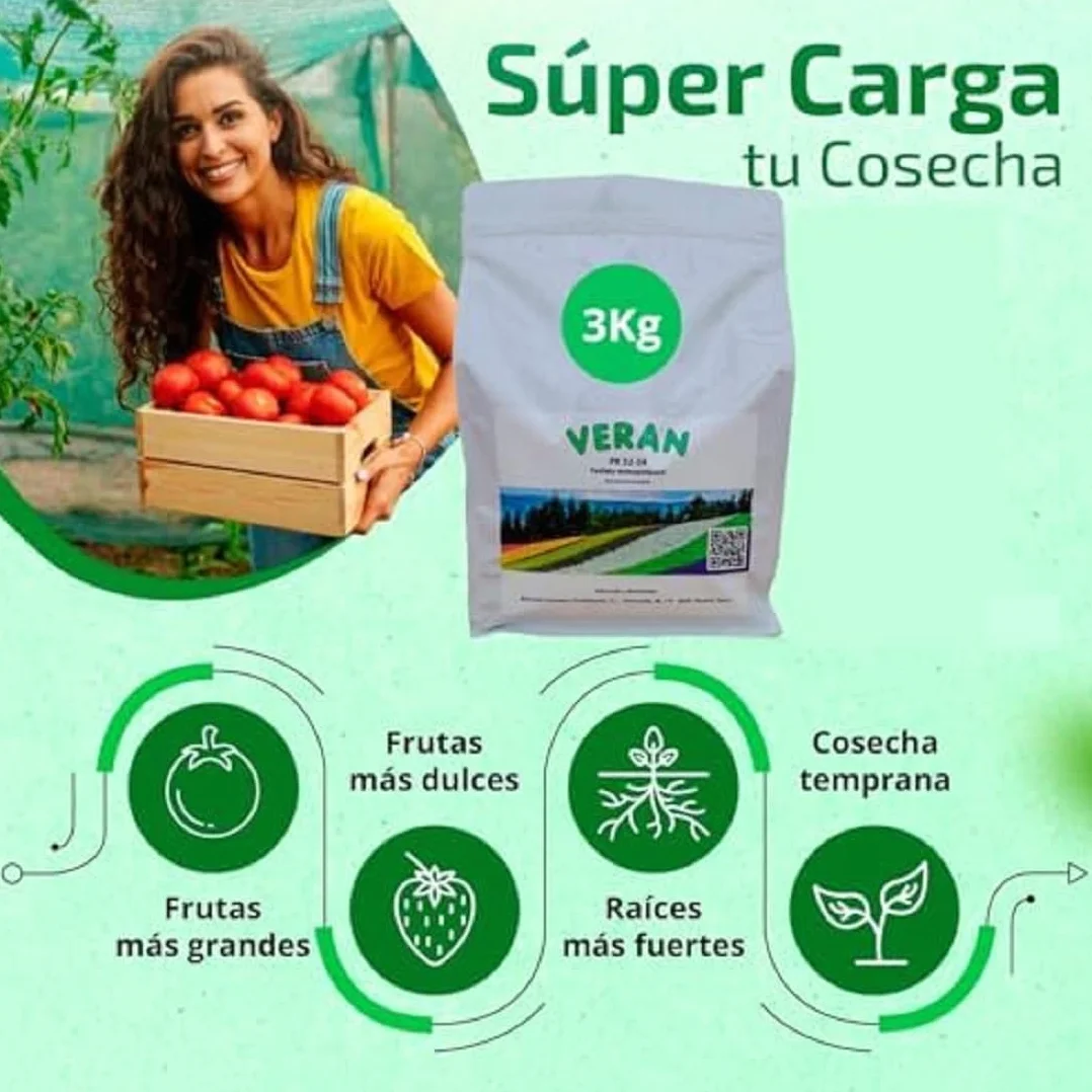 VERAN | Fertilizante de Fosforo y Potasio para Flores, Citricos y Huerto 3Kg | PK 52-34 | Estimula el Crecimiento y el Florecimiento Hidrosoluble | Fertilizante con Fosforo y Potasio