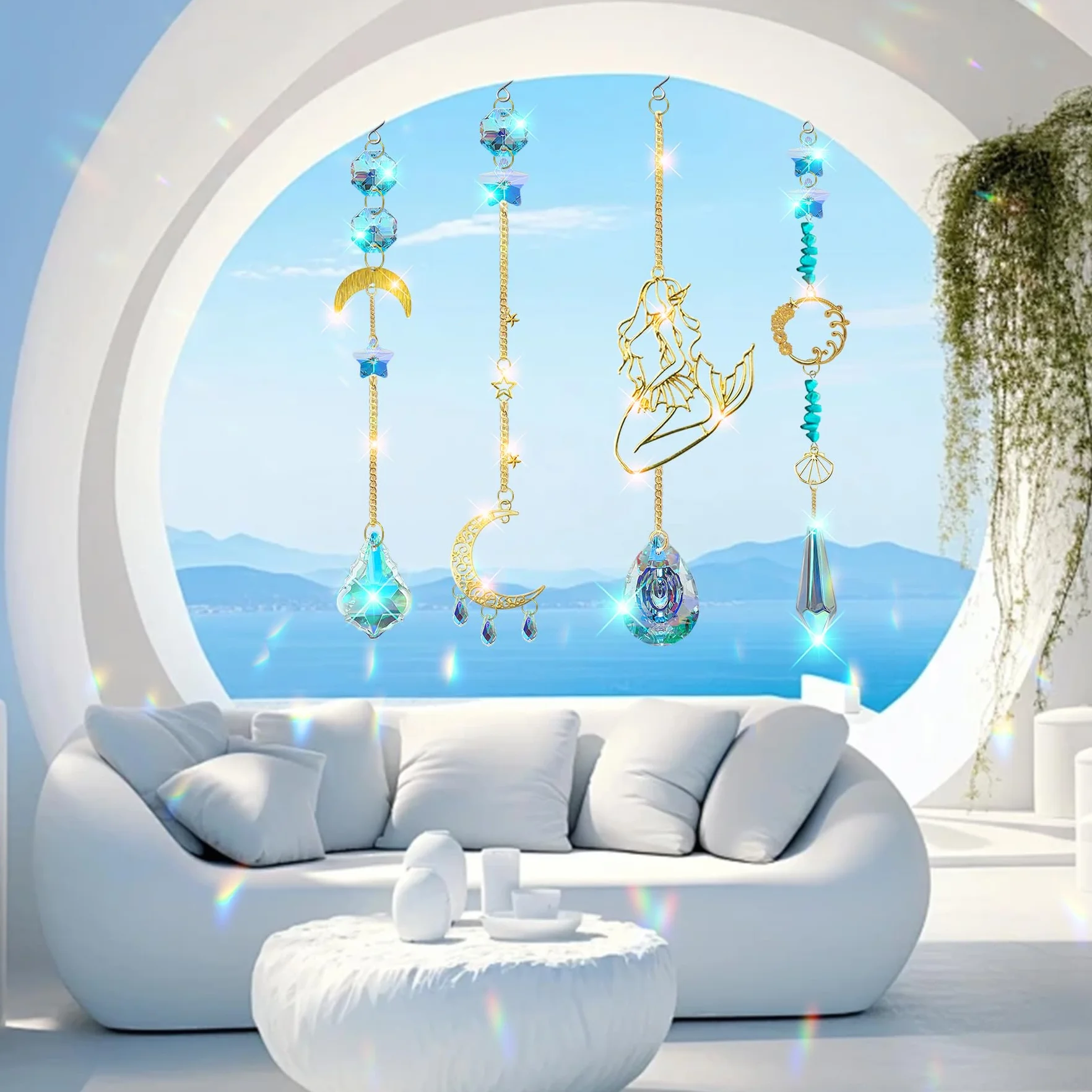 VEEKAY Atrapasoles Cristal Colgante,425 Piezas DIY Kits para Hacer atrapasoles,DIY Bola de Cristal Prisma con Cuentas/Cadenas/Anillos,Colgante de Cristal Arcoíris para Ventana Jardin Fiesta Decor