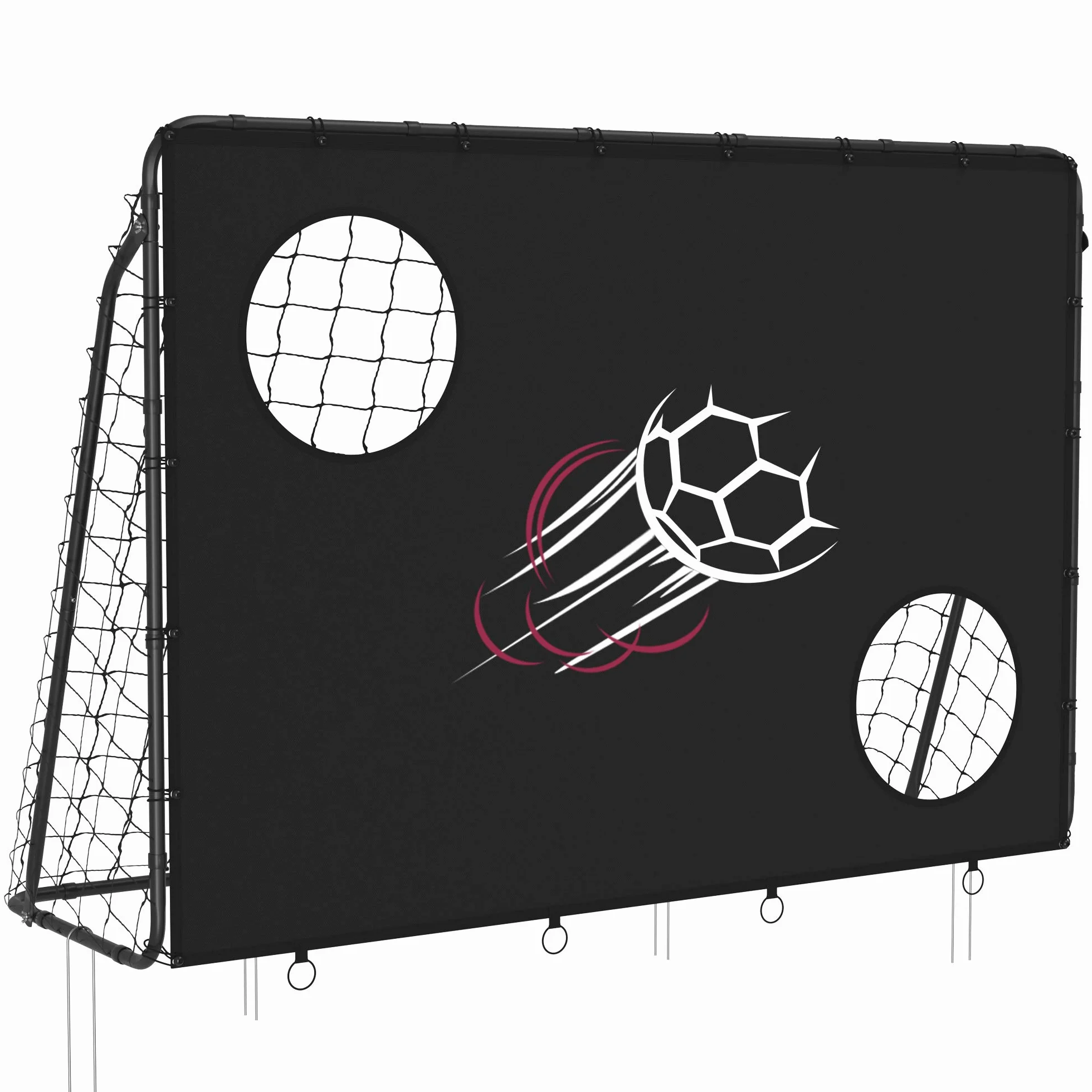 SONGMICS Portería de fútbol para niños, Red de PE, Tubos de Hierro, Negro SZQ215B02