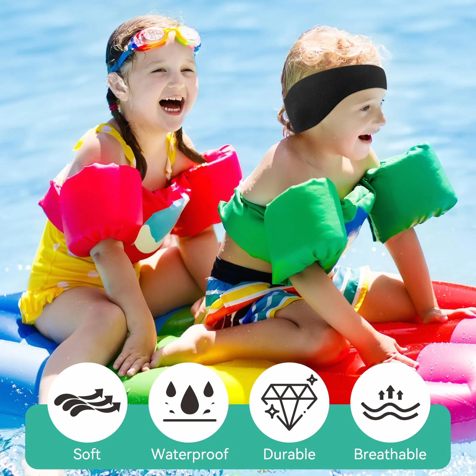 Cinta de Natación para Niños de Neopreno Impermeable con 40 Parches para el Oído
