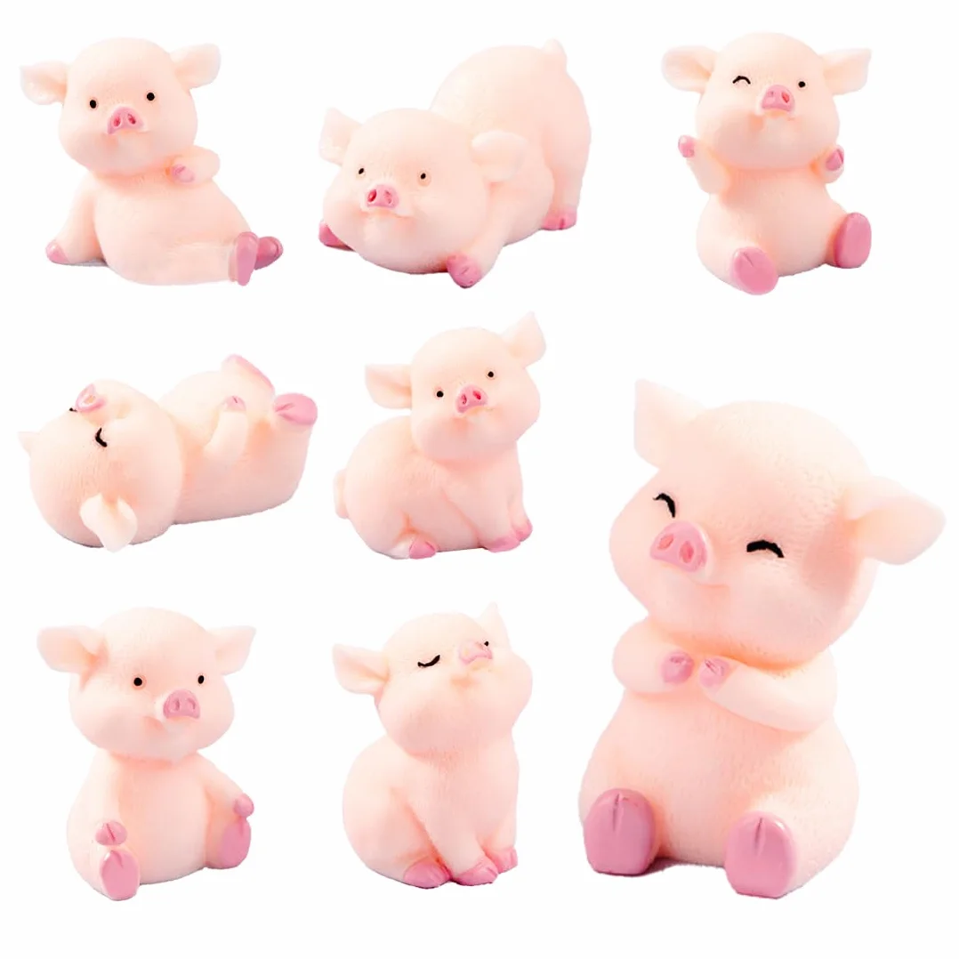 SGERUFZ 8 Pcs adornos de cerdo pequeño decoración de coche decoración de escritorio cerdo de la suerte regalo de cerdo de la suerte rosa