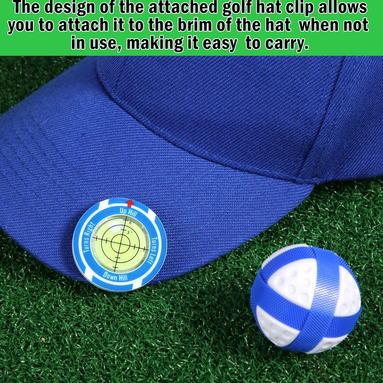 Golf Green Reader with Magnetic Hat Clip & Ball Marker - NQEUEPN Bubble Level for Indoor Outdoor