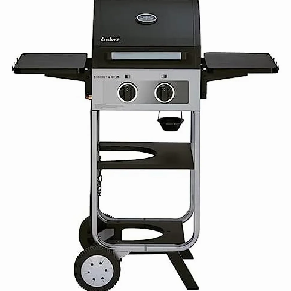 Enders Gas Grill Brooklyn Next 2 - Pequeño - 2 Fuegos de Acero Inoxidable - con termómetro y portabotellas - Placa de Acero Inoxidable - para balcón y Exterior #86456