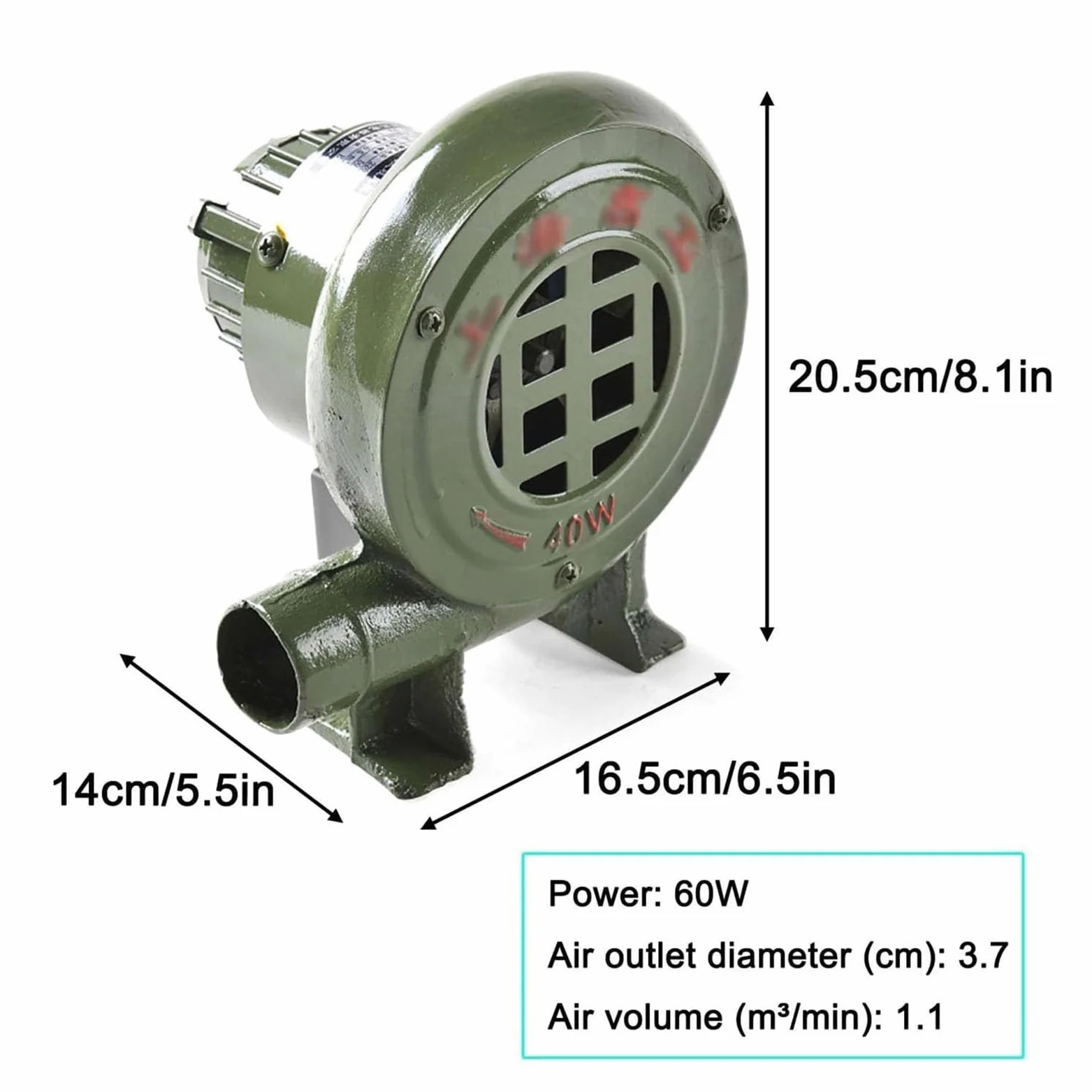 Soplador De Aire Eléctrico Centrífugo, Parrilla del Encendedor del Carbón De La Fan, Turbina Soplador De Castillos Hinchables, Ventilador De Barbacoas para Acampar Actividades Al Aire Libre(60W)