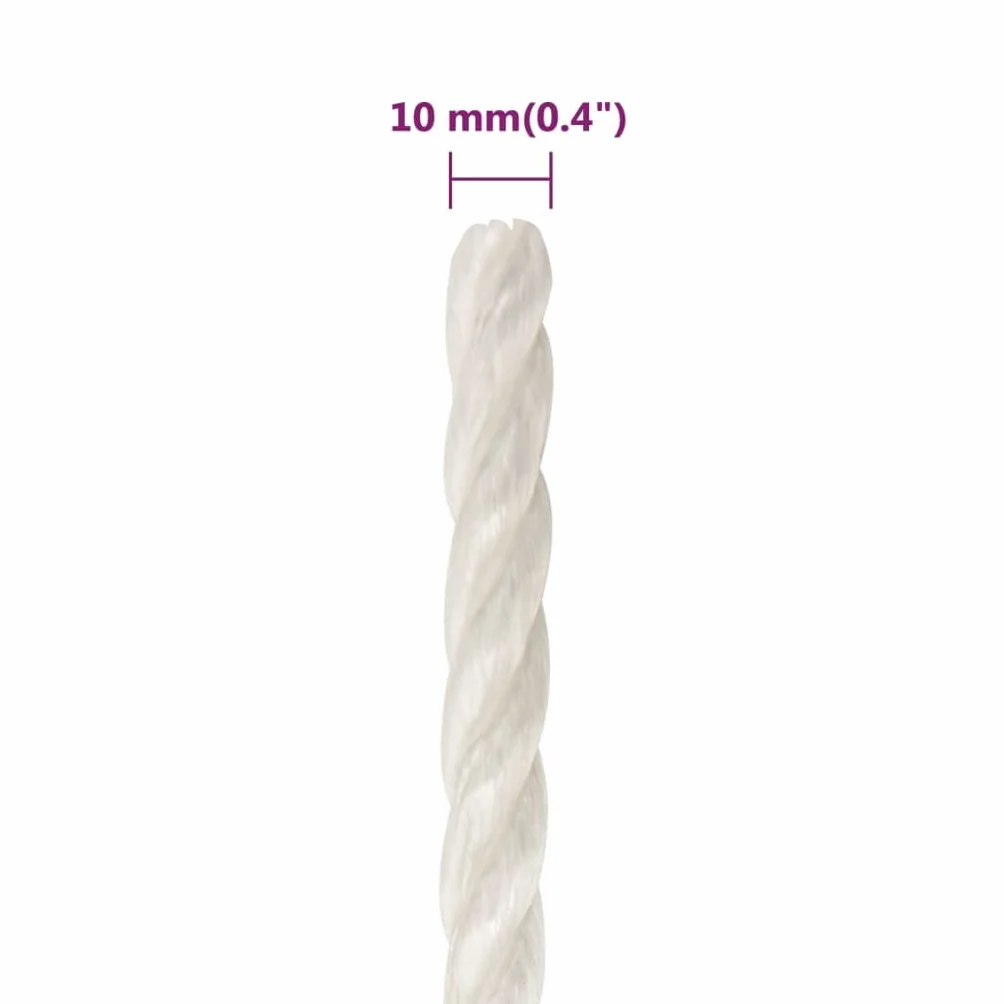 Cuerda de Trabajo Polipropileno Blanco 10 mm 50 m, Bricolaje Accesorios de Bricolaje Cadenas, Alambre y Cuerda Sogas y Cuerdas metálicas, Blanco, 1.86kg